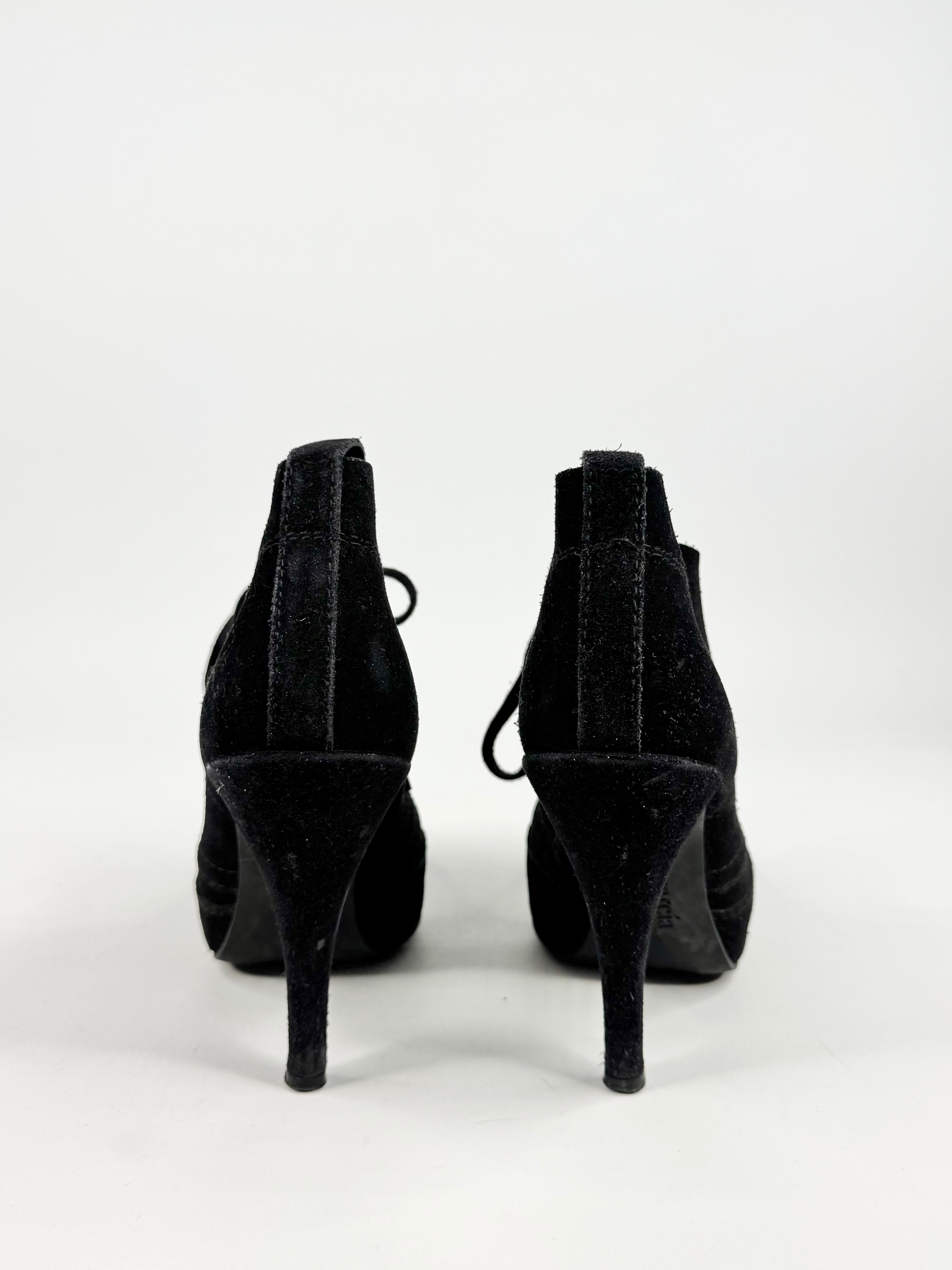 Pedro Garcia Black Suede Stiletto Ankle Boots - EU39.5