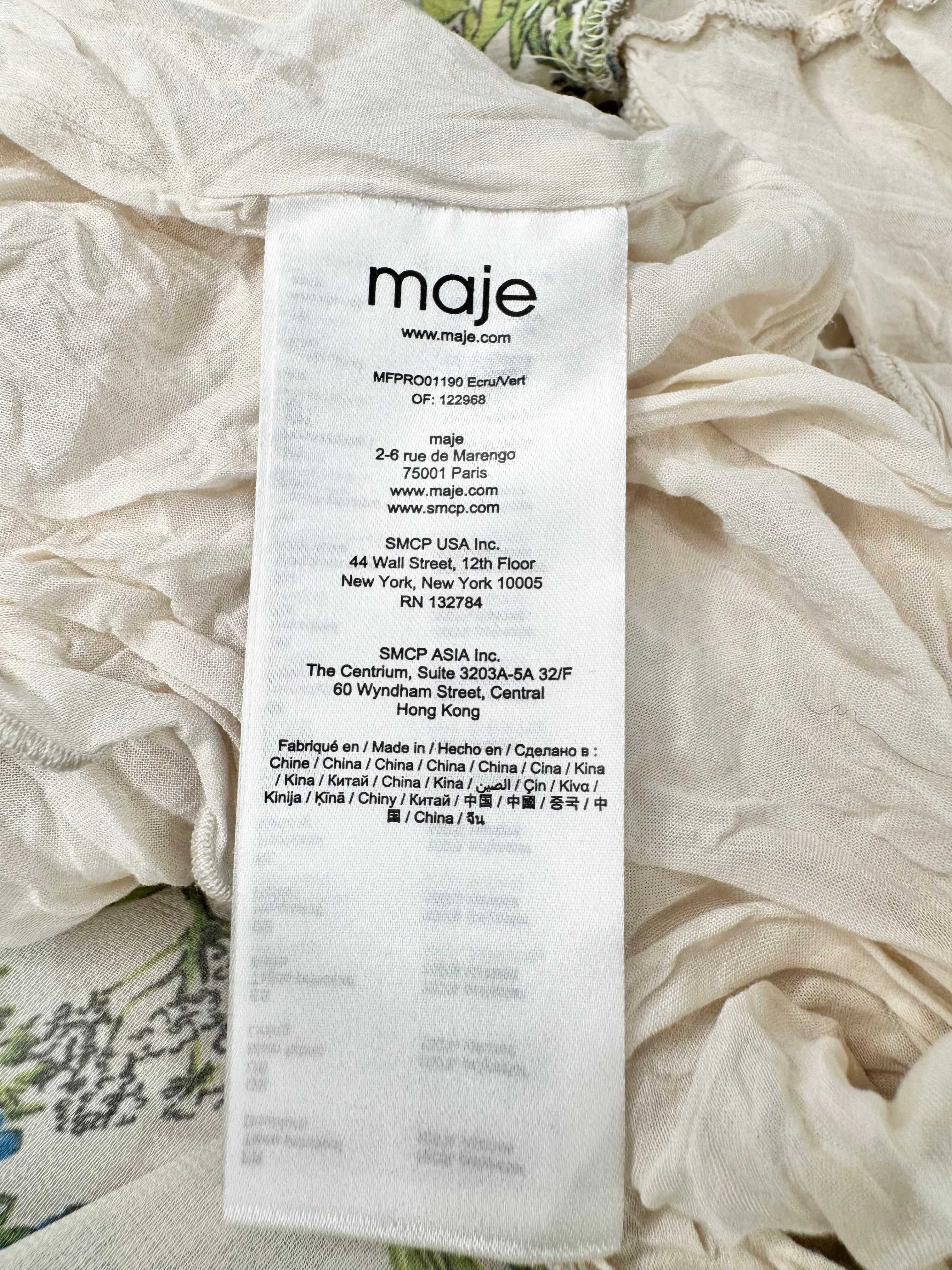 Maje White 'Rascalle' Floral Print Twist Crepe de Chine Maxi Dress - AU8