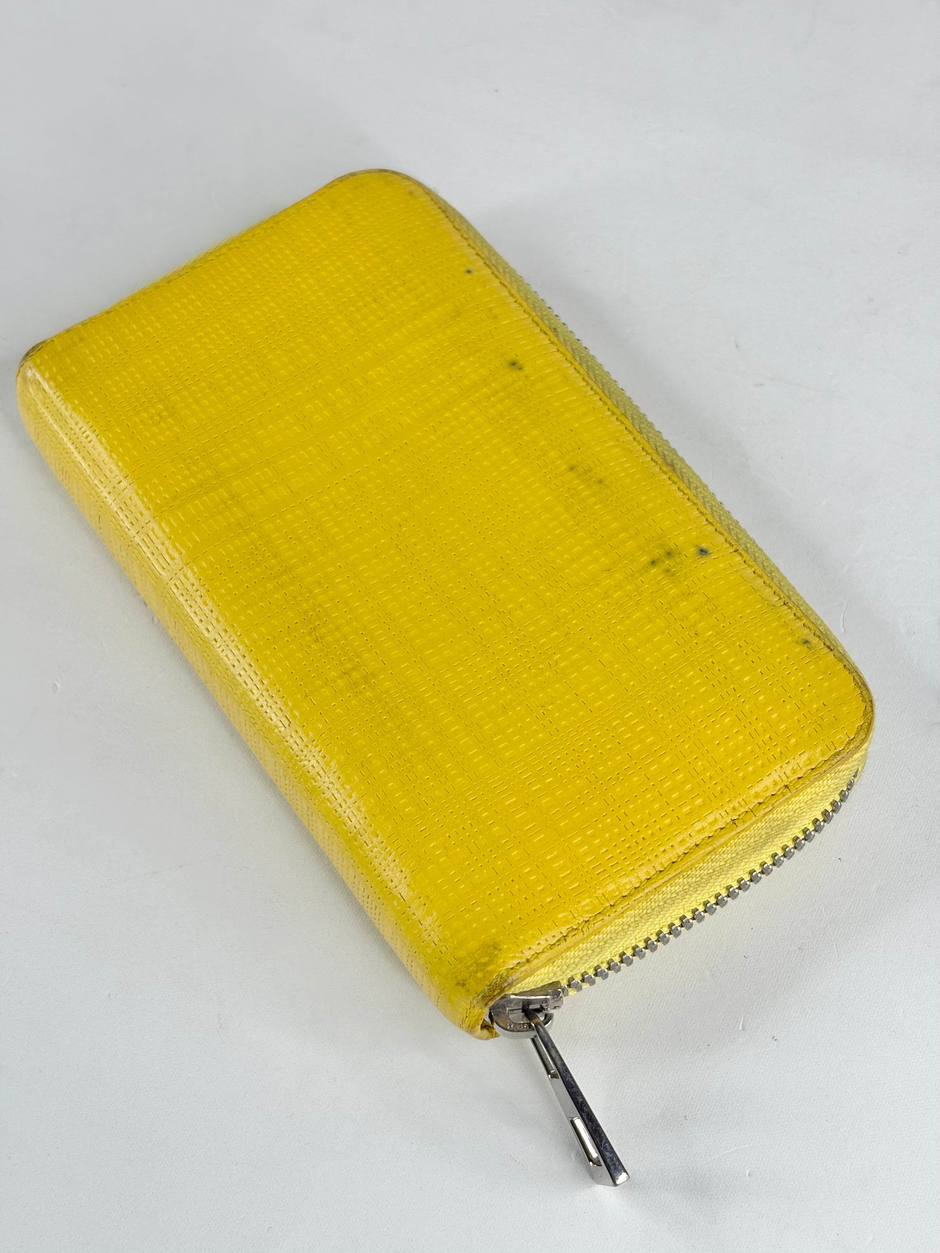 Loewe Canary Yellow Woven-Texture Leather Wallet