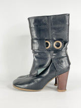 John Fluevog Black Leather Mid-Calf Boots - 8