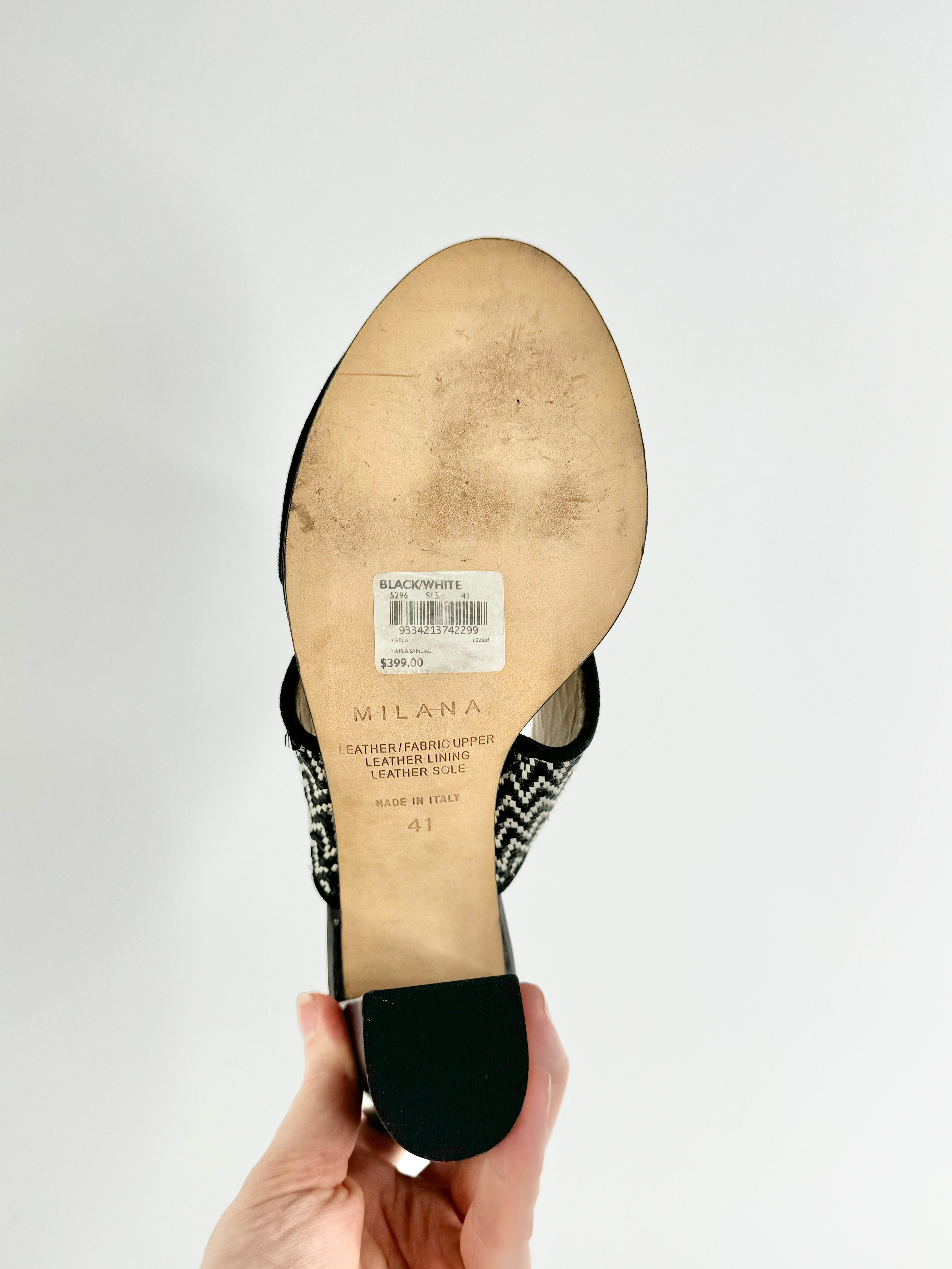 Milana Black & White Peep Toe Heels - EU41