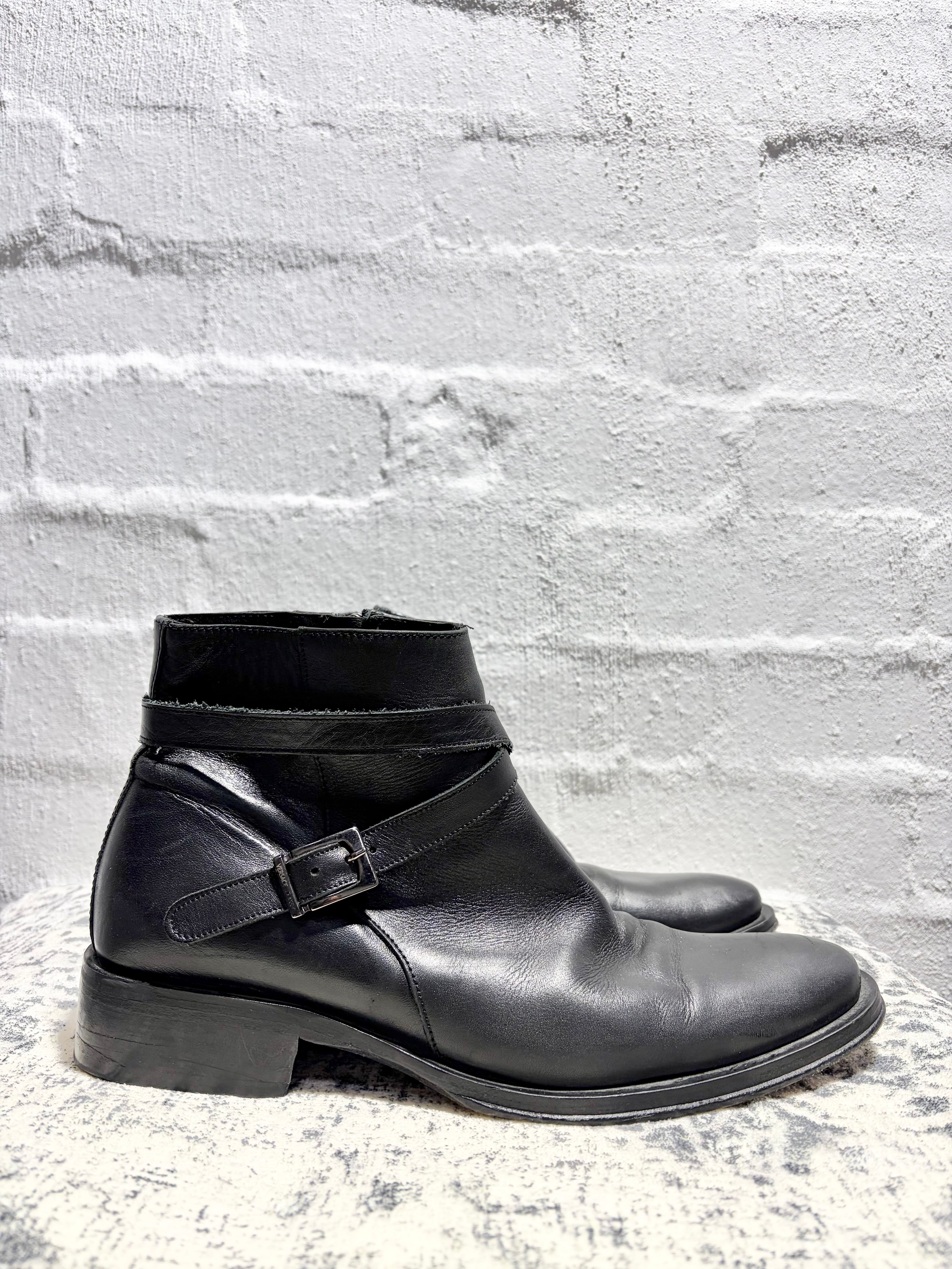 Versace Classic Black Leather Mid-Cut Boot - EU43