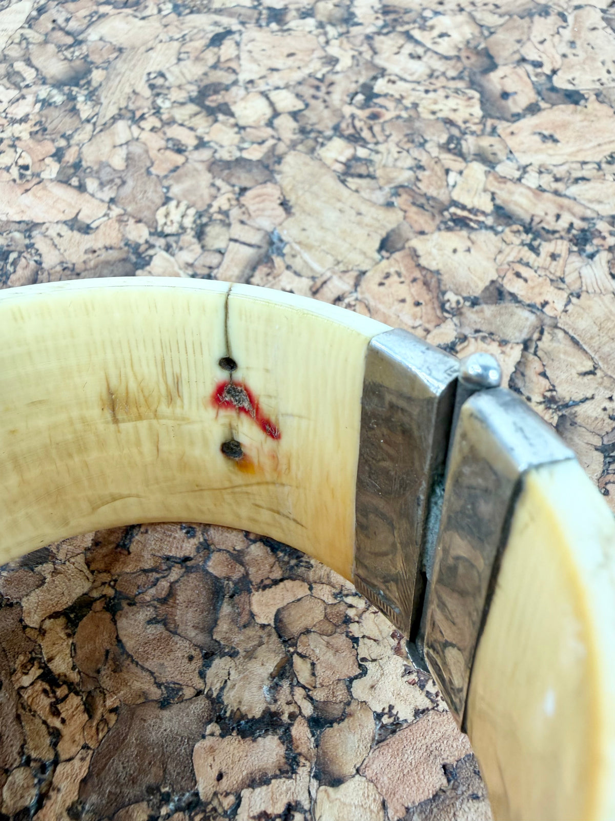 Vintage Silver & Bone Pin Bangle
