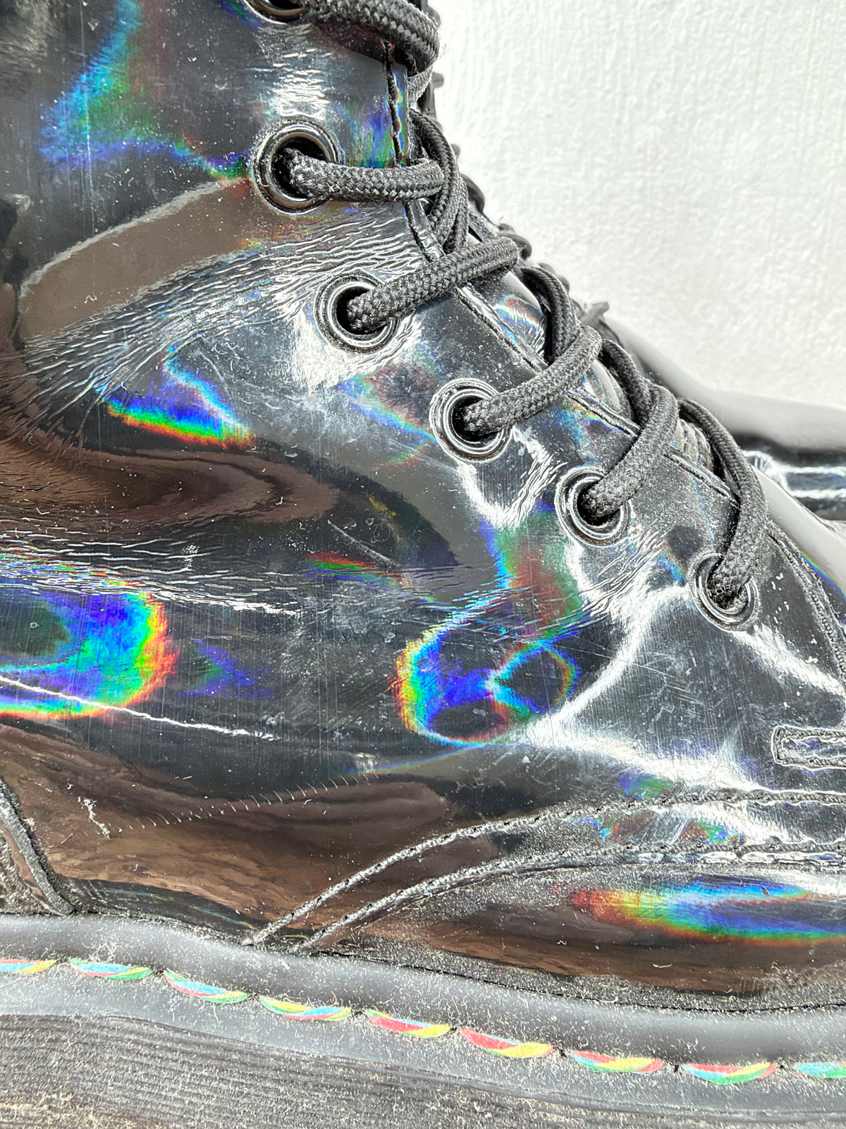 Dr. Martens Jadon Hi Rainbow Black Patent Boots - EU39
