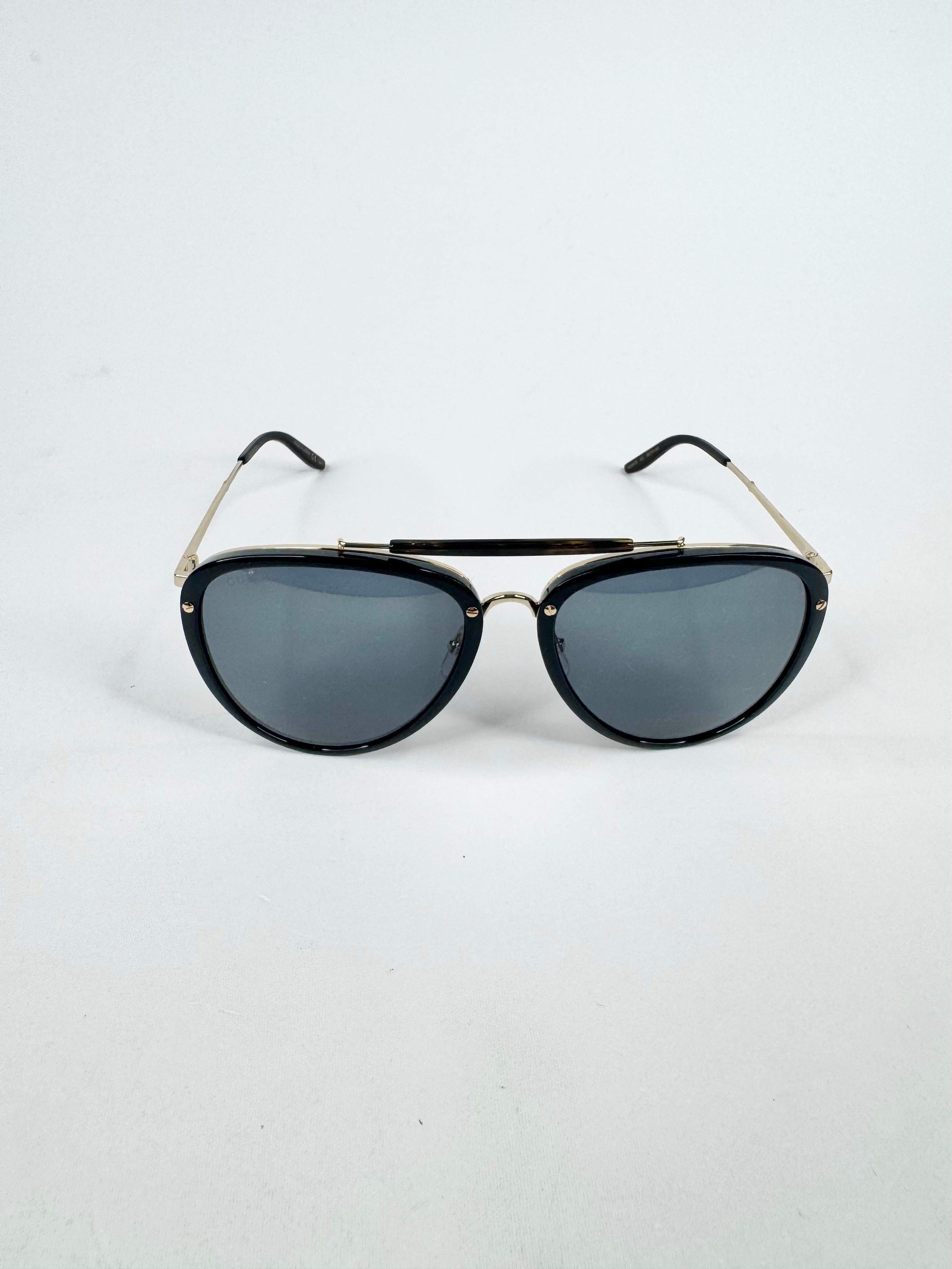 Gucci GG0672S Black & Gold Aviator Sunglasses