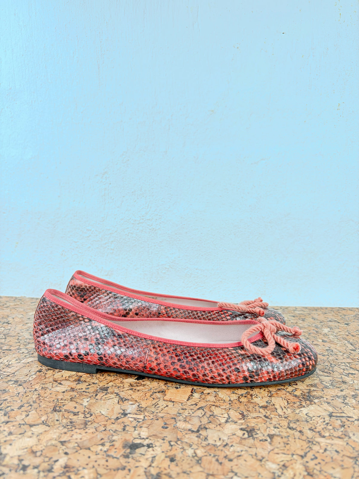 Pretty Ballerinas Pink Snakeprint Patterned Ballet Flats - EU39