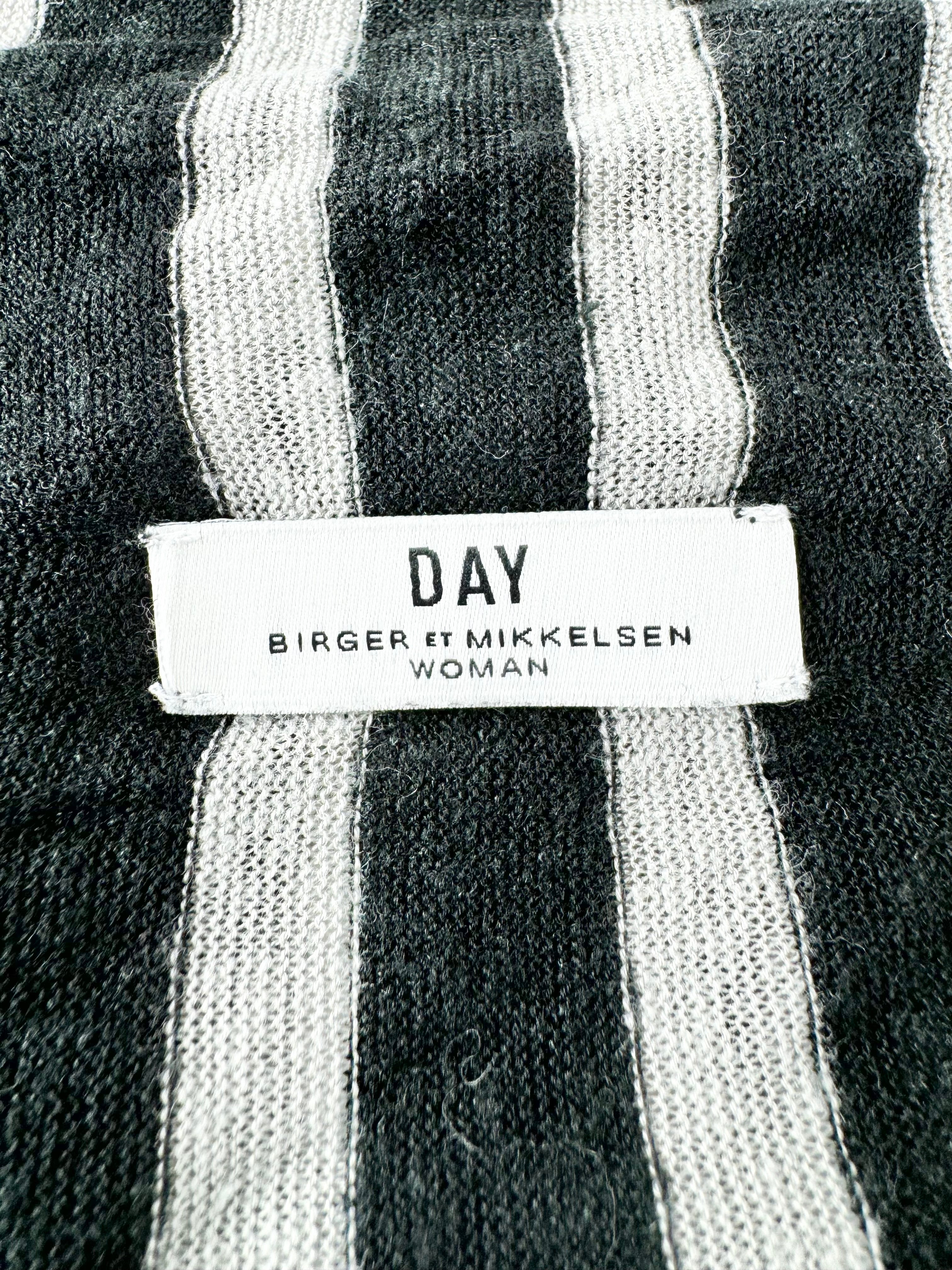 Day Birger et Mikkelsen Grey & Black Striped Linen Blend Waterfall Cardigan - AU10
