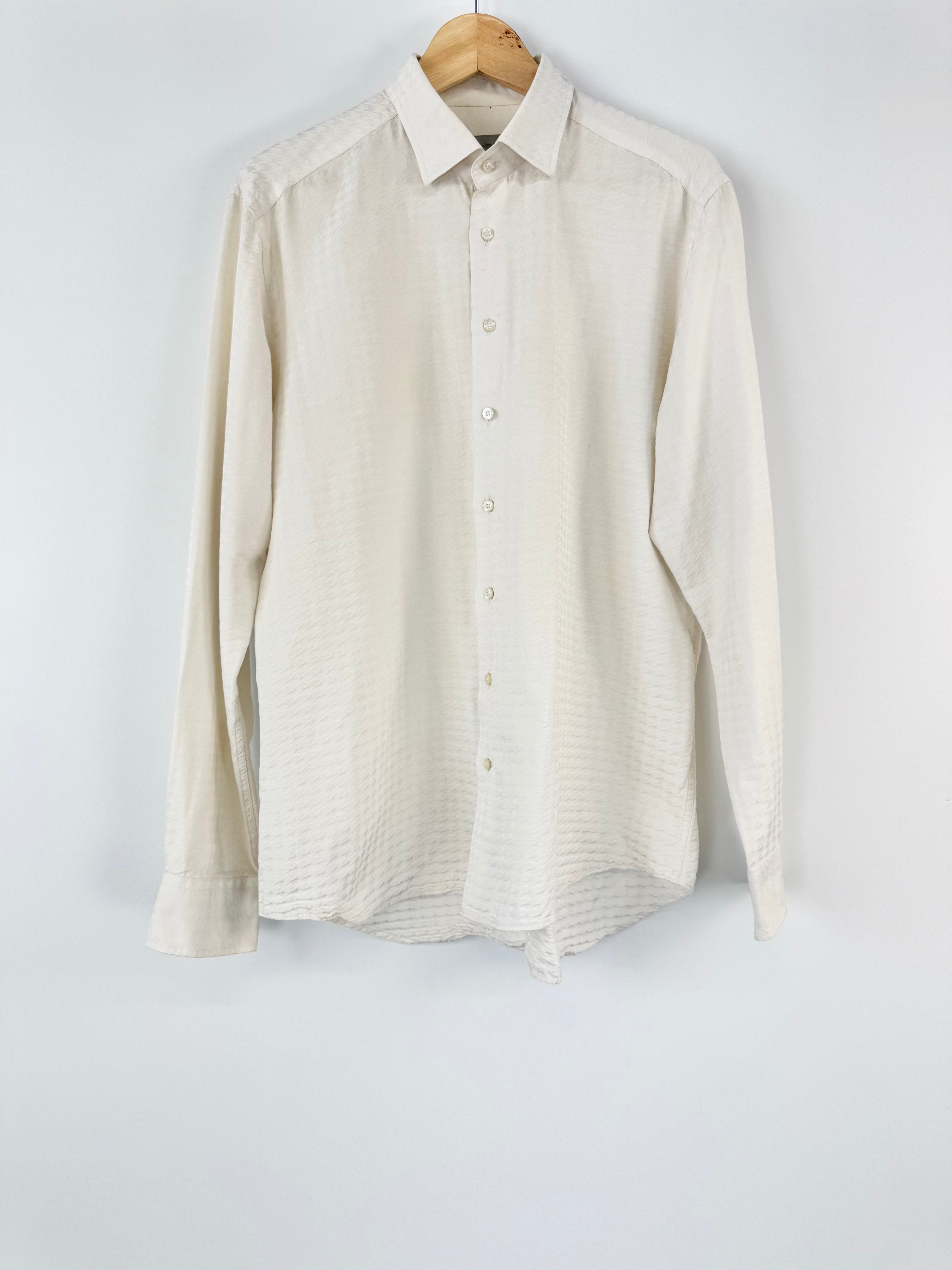 Etro Milano Cream Houndstooth Pattern Shirt - M