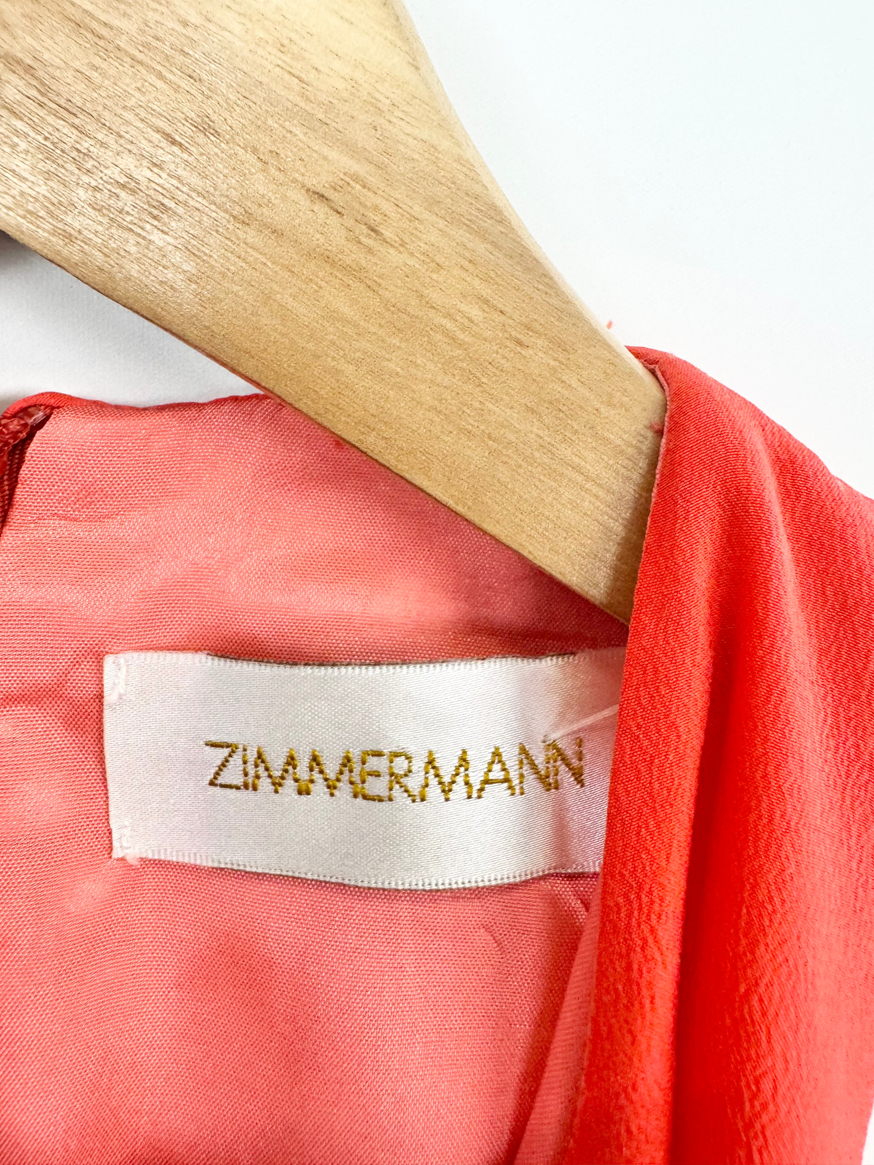 Zimmermann Blood Orange Silk Twist Midi Dress - AU8