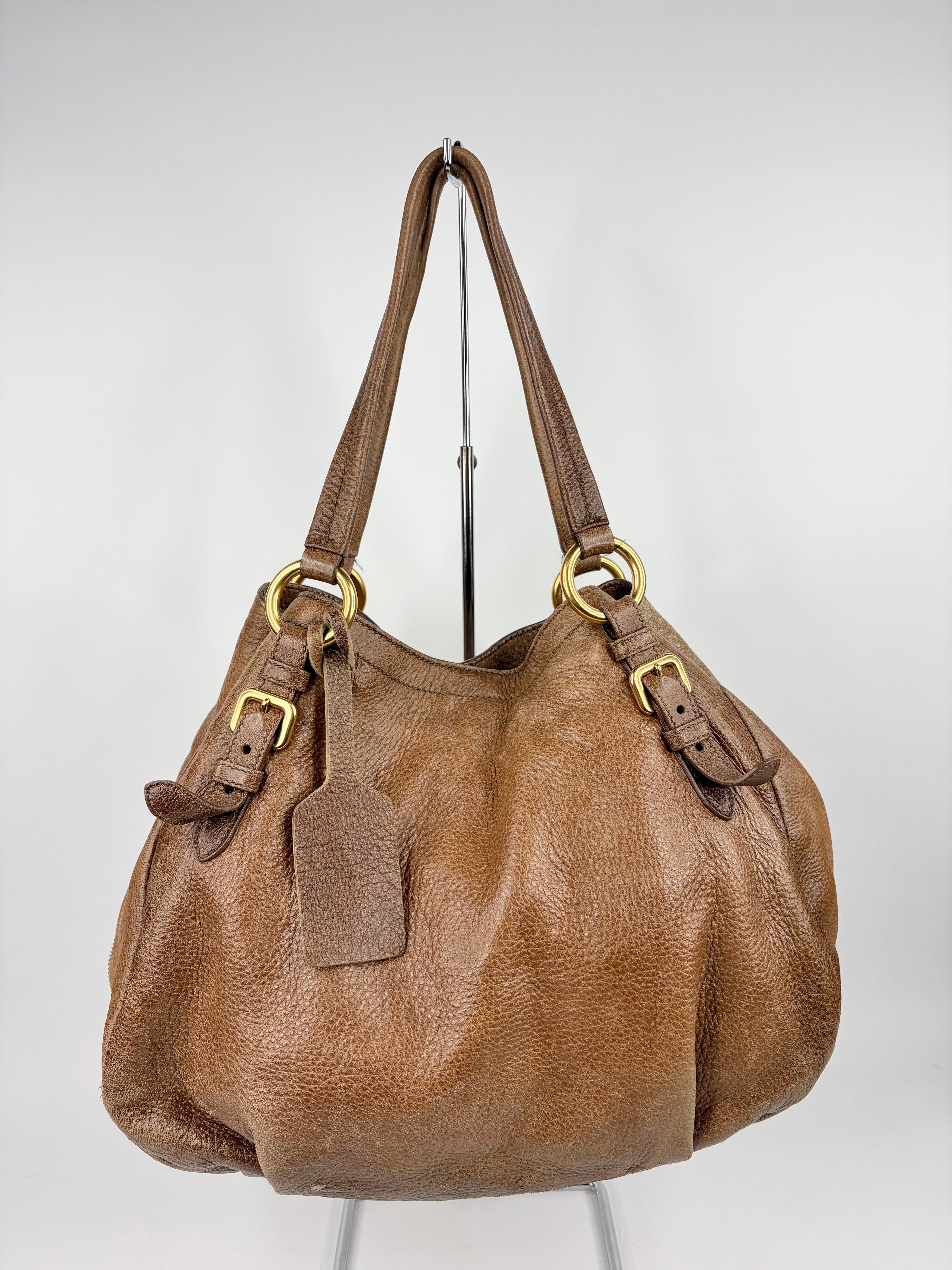 Prada Faun Vitello Diano Hobo Bag