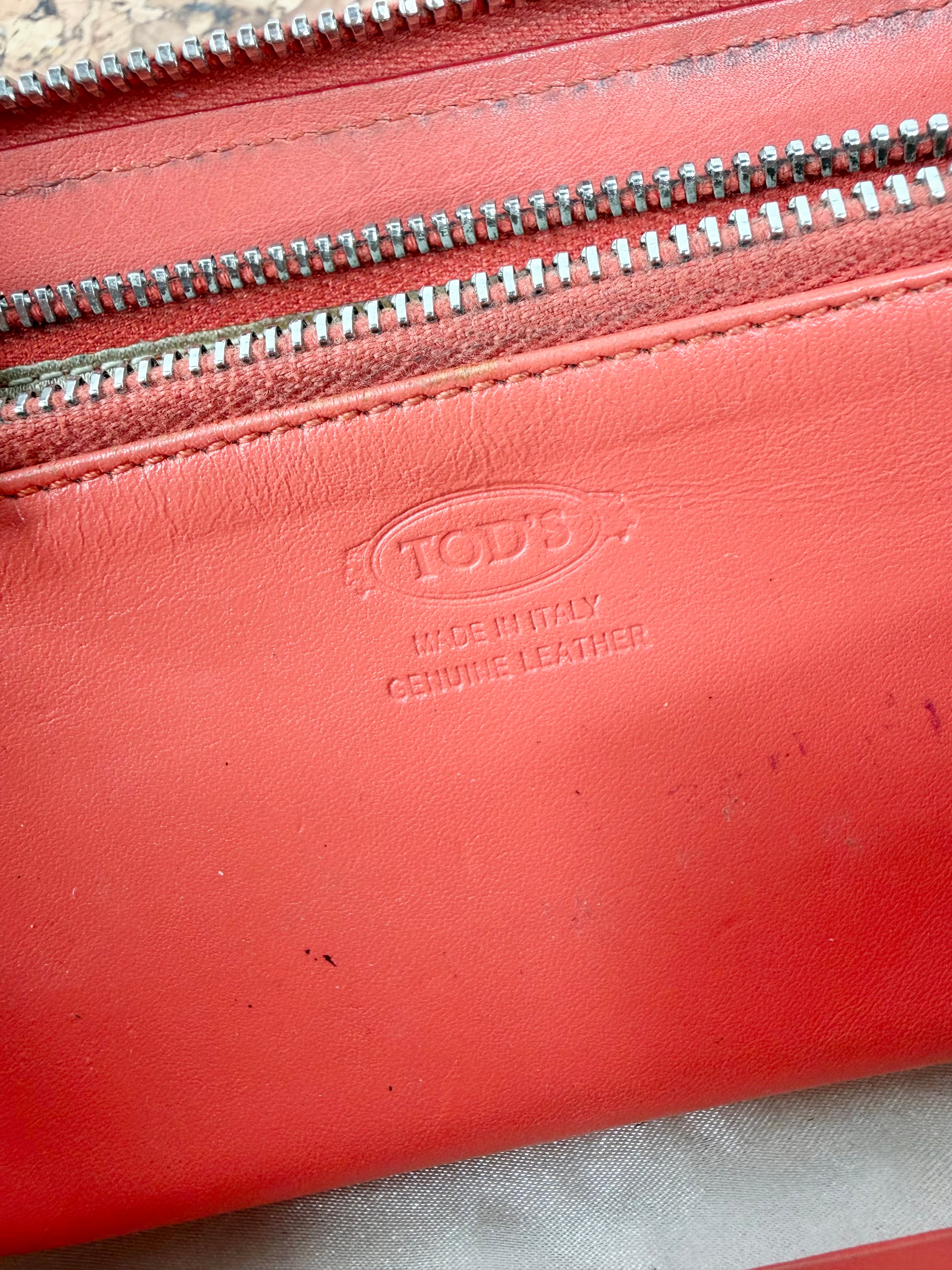 Tod's Patent Peach Leather Wallet