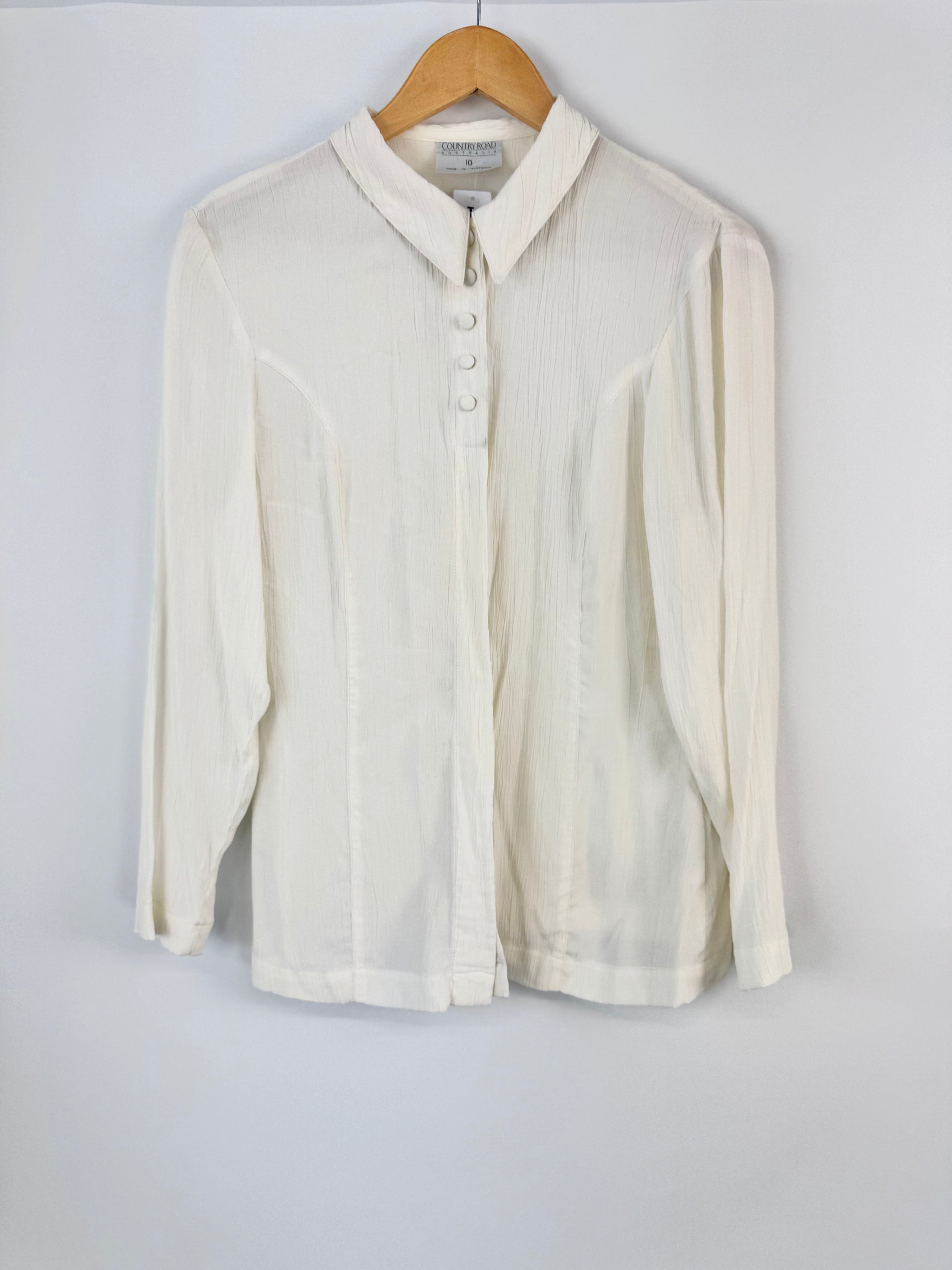 COUNTRY ROAD CREAM BUTTON UP BLOUSE - AU10
