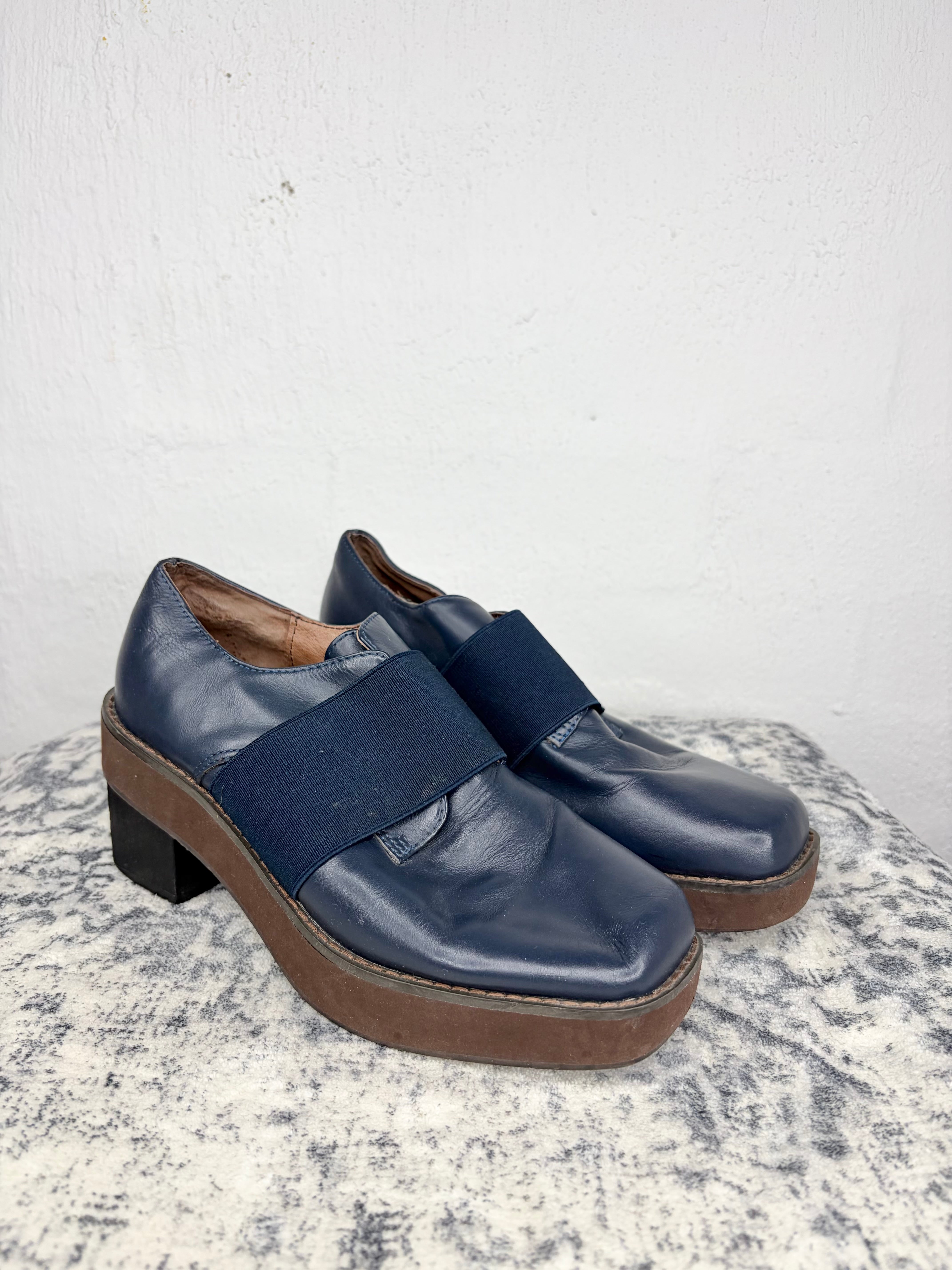 P.A.M Navy Blue Slip On Leather Shoes - EU36