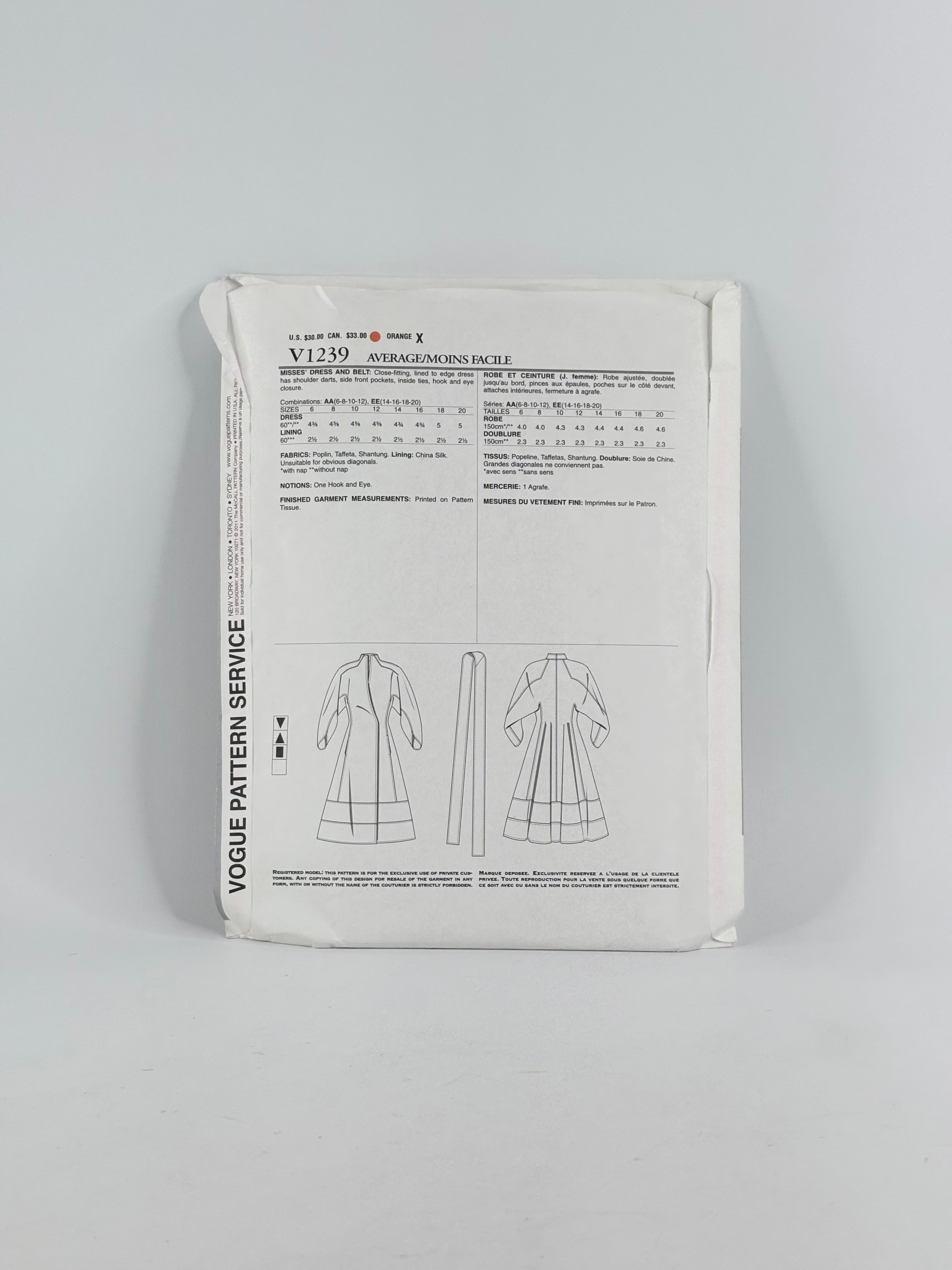 Vogue American Designer Ralph Rucci Dress: No. V1239 - Size 6/12