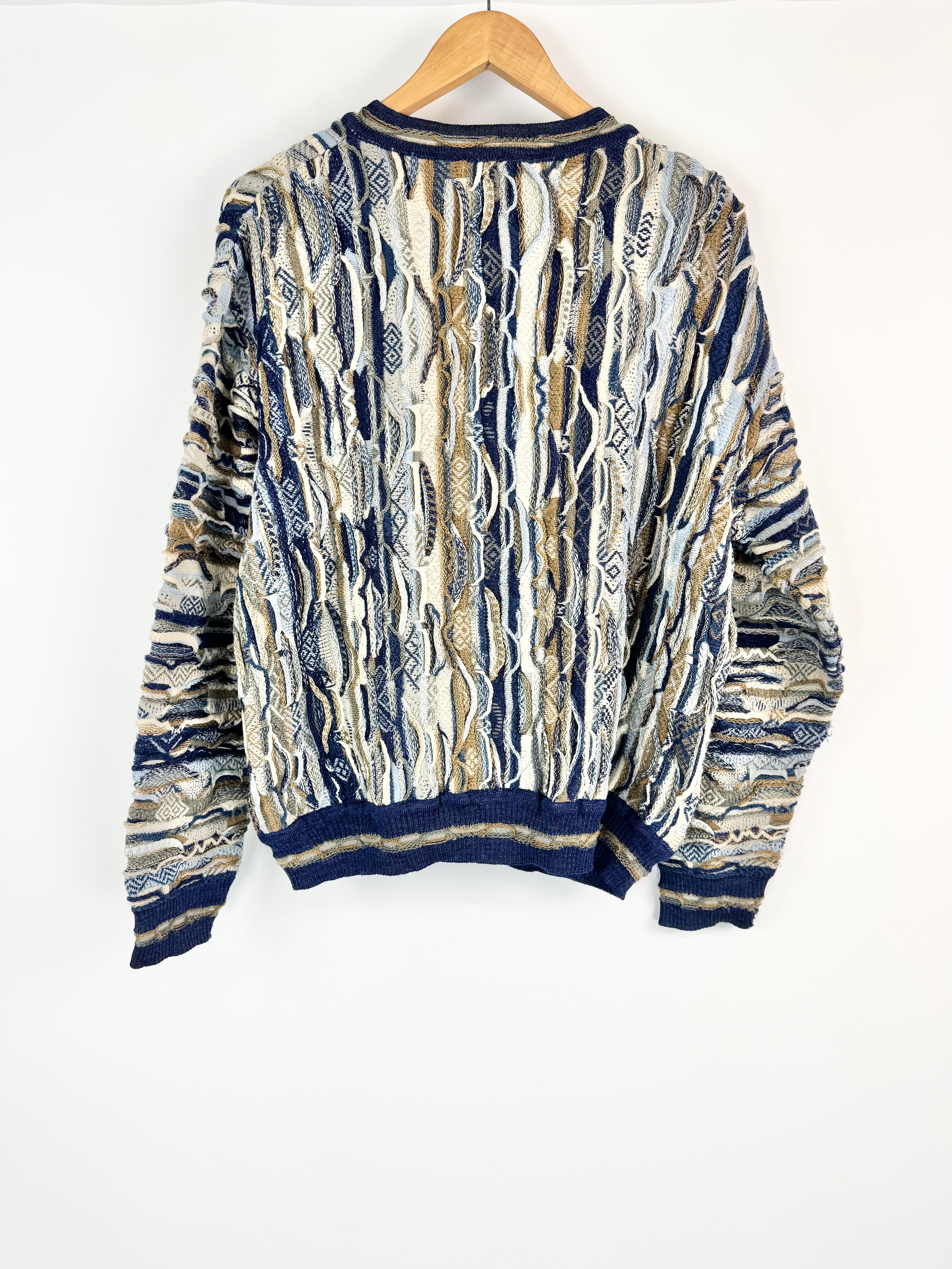 Limnos Multi-Coloured 3D Knit Wool Cardigan - M