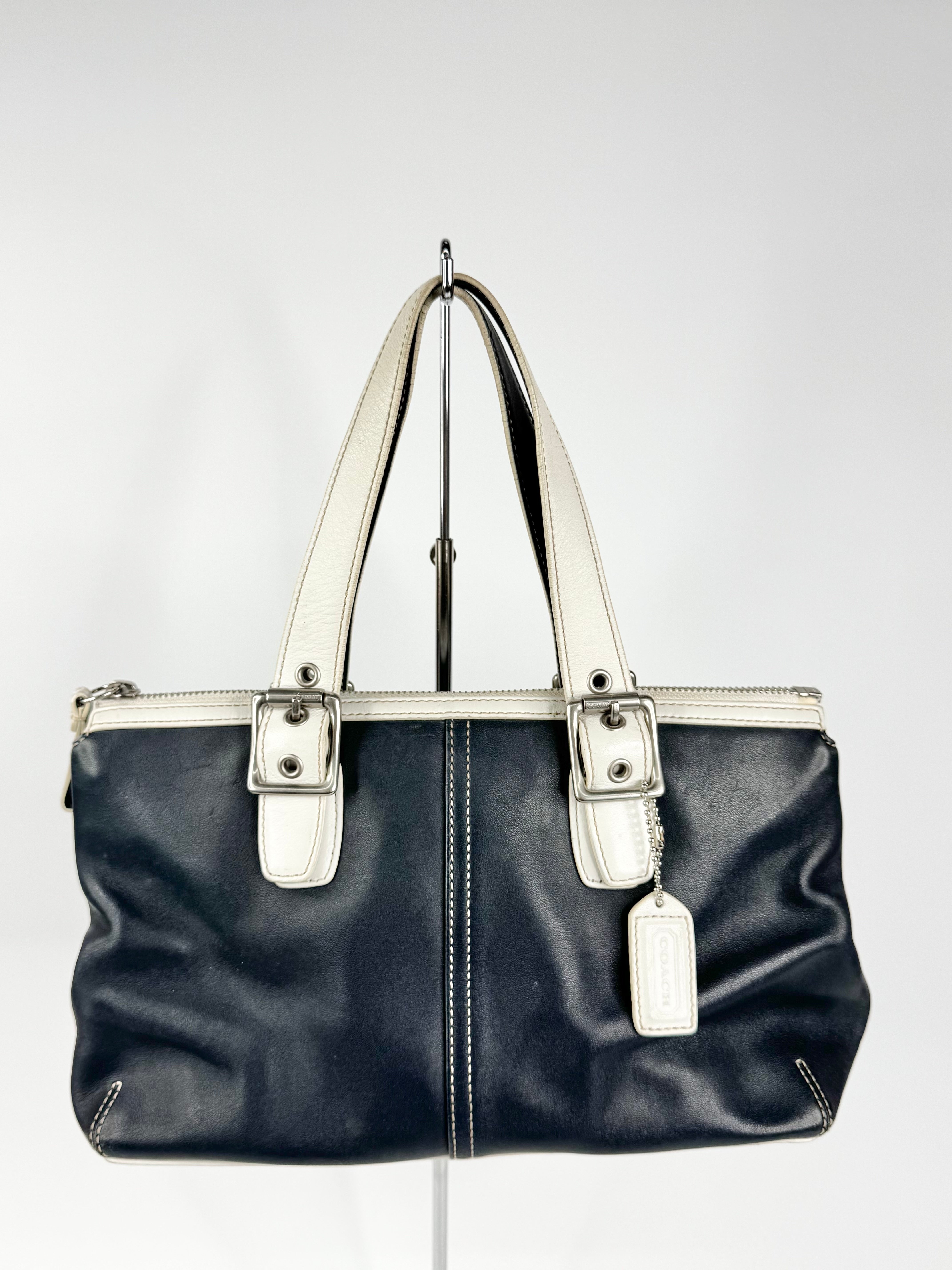 Vintage Coach Blue Black & White Shoulder Bag