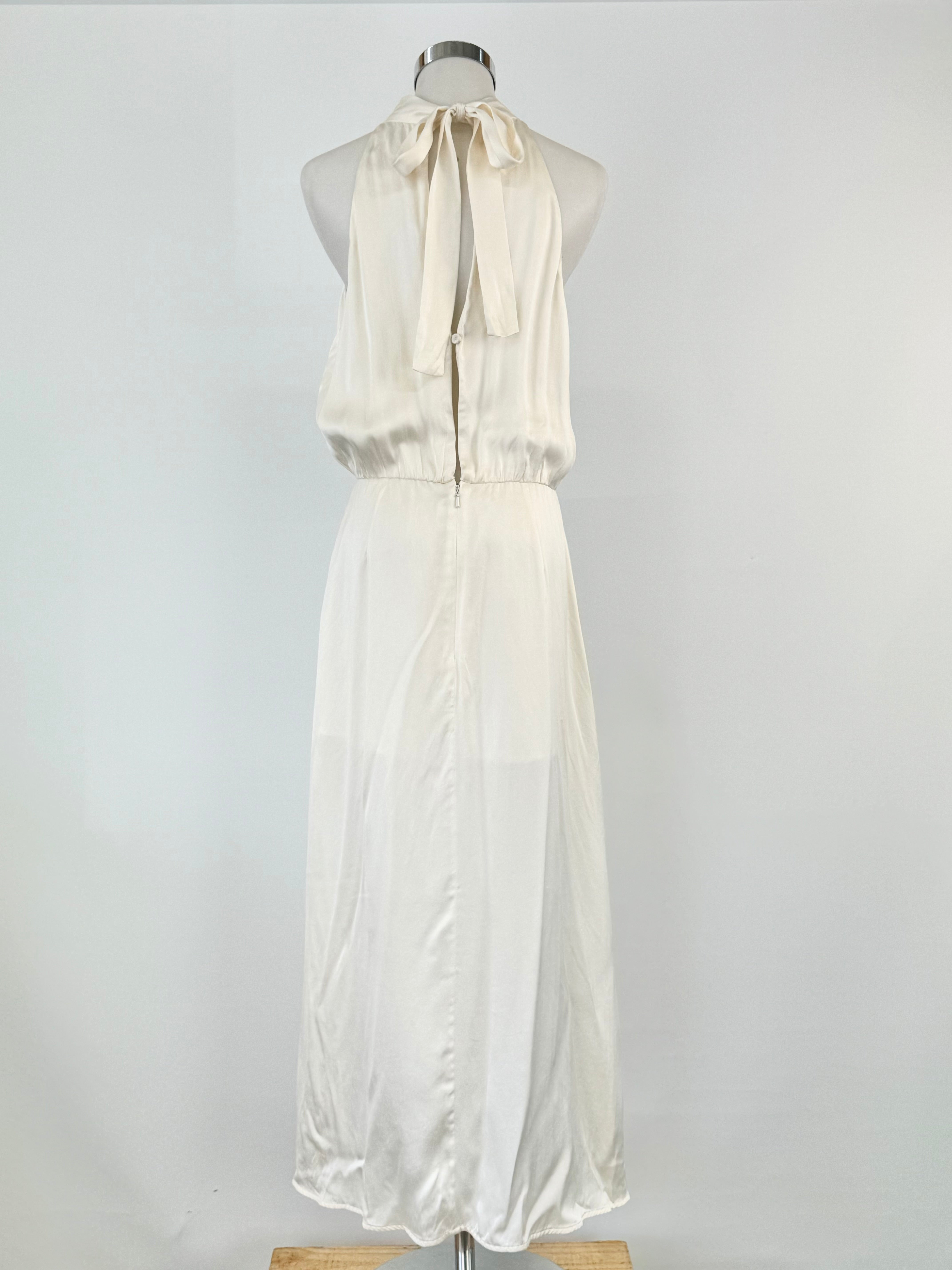 Zimmermann Pale Cream Silk Halter Neck Maxi Dress - AU10