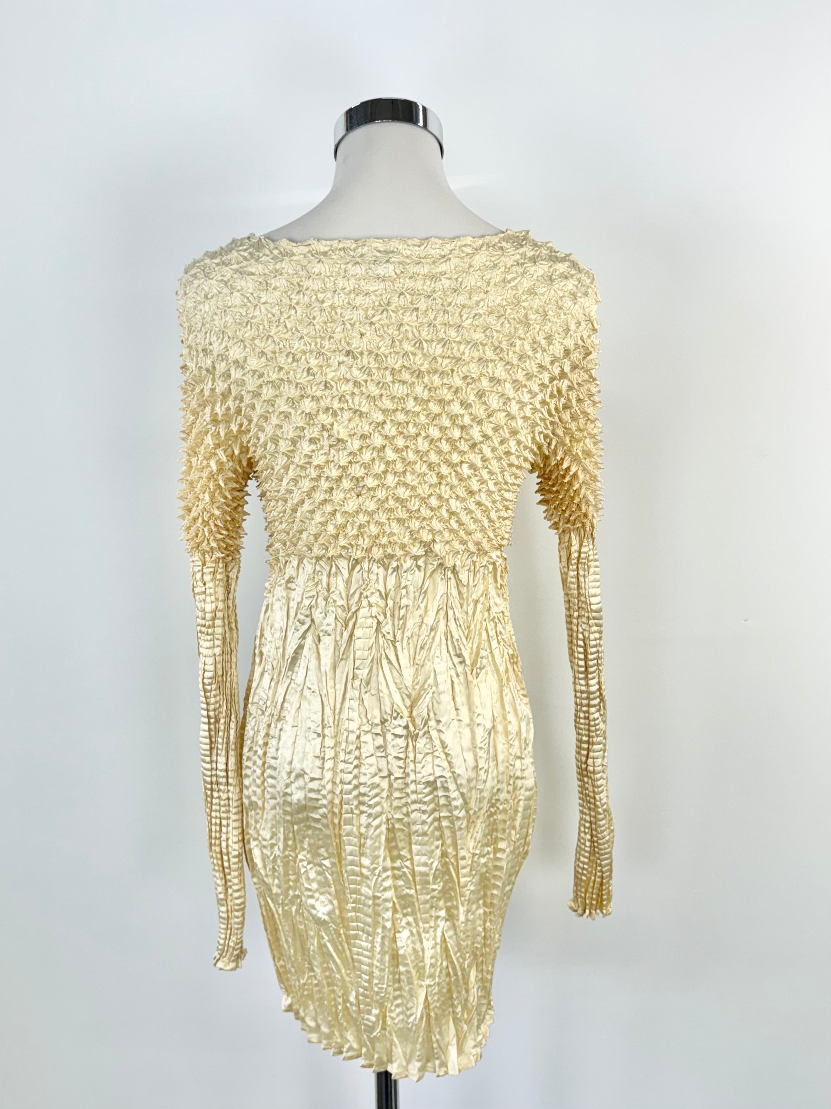 IYD Champagne Gold Metallic Pleated Dress - AU6/8