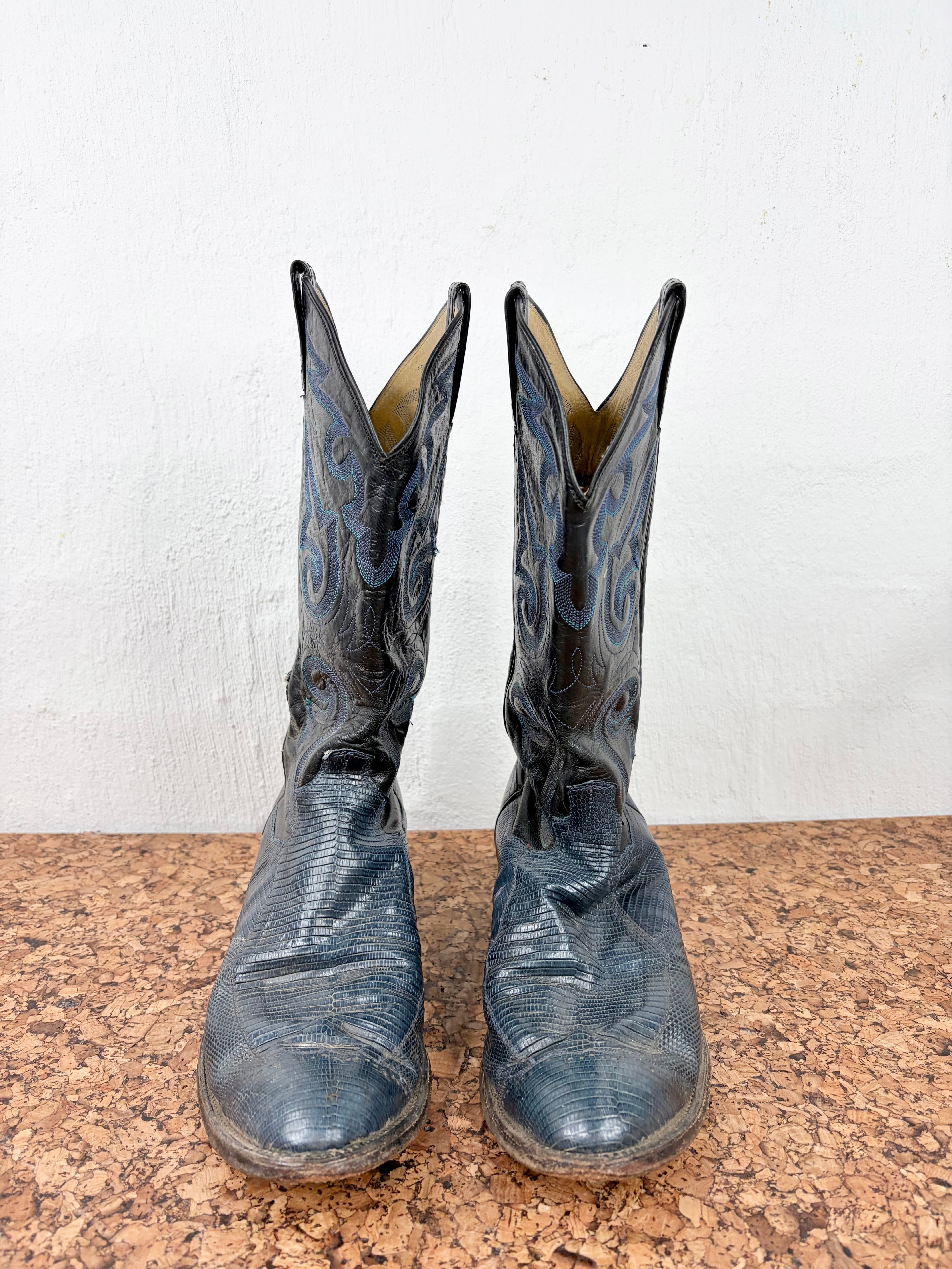 Vintage Panhandle Slim Black and Blue Cowboy Boots - EU39/40