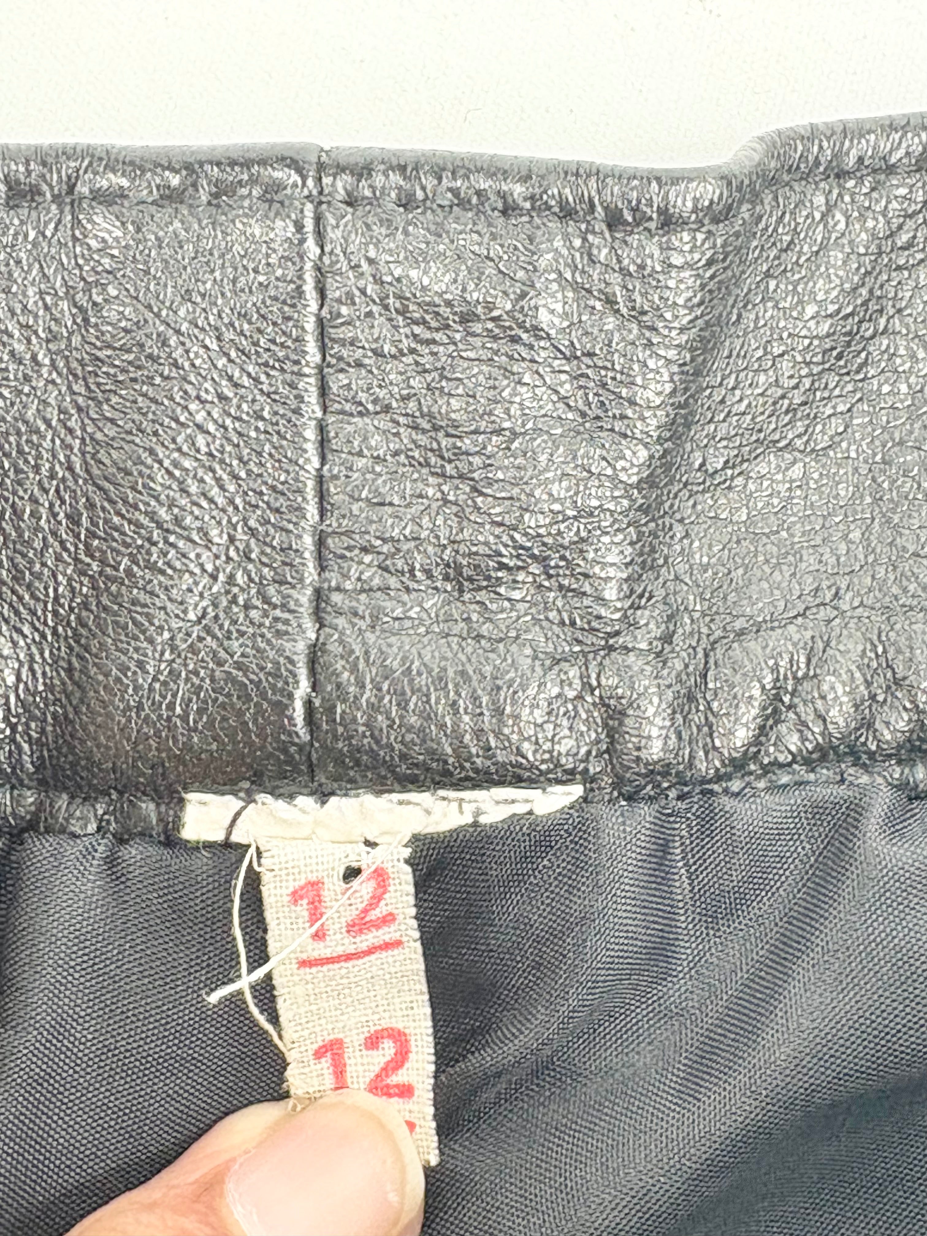 Vintage Black Leather Balloon-Leg Pants - AU8/10