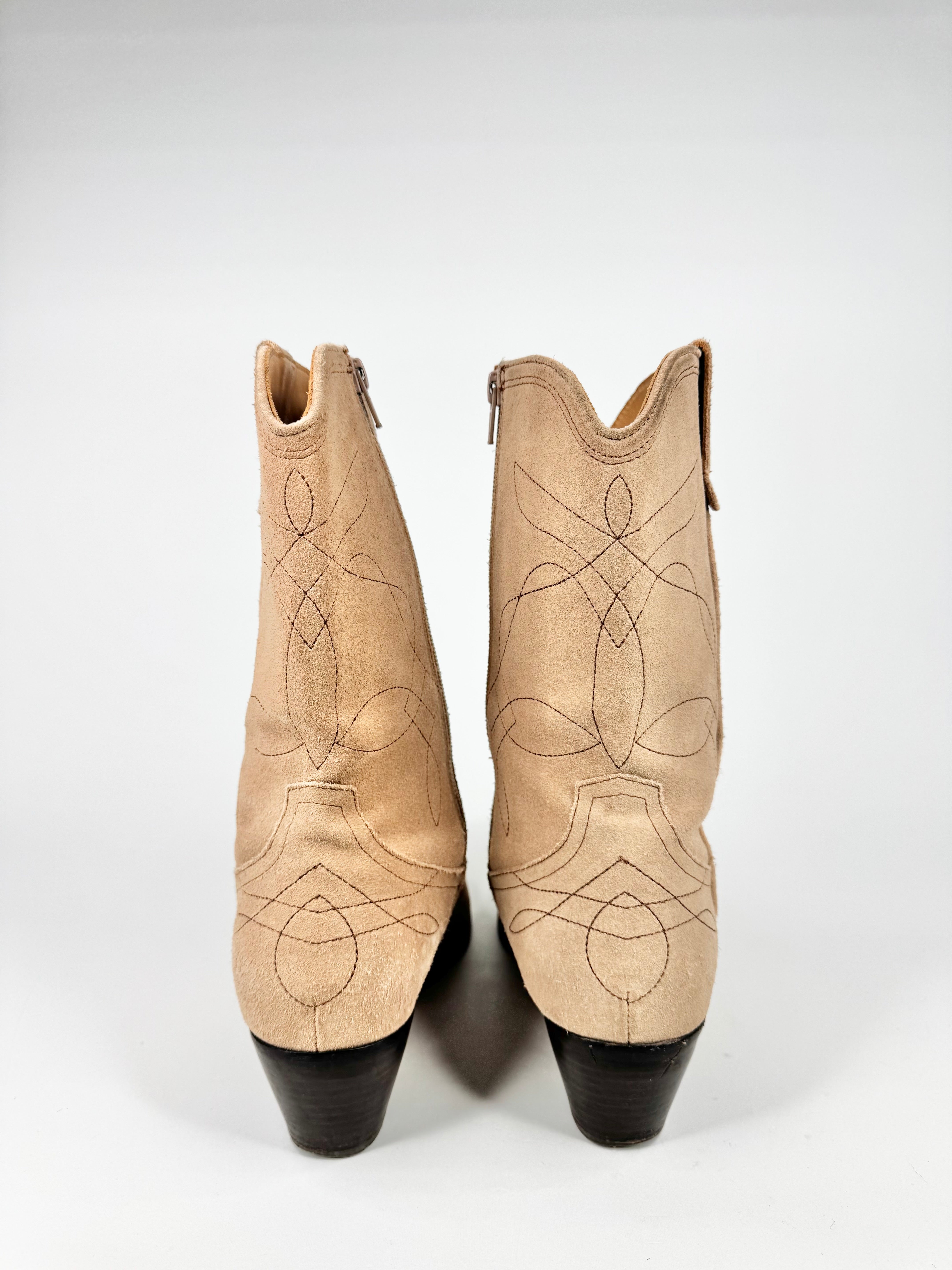 Bared Beige Suede Cowboy Boots - EU41