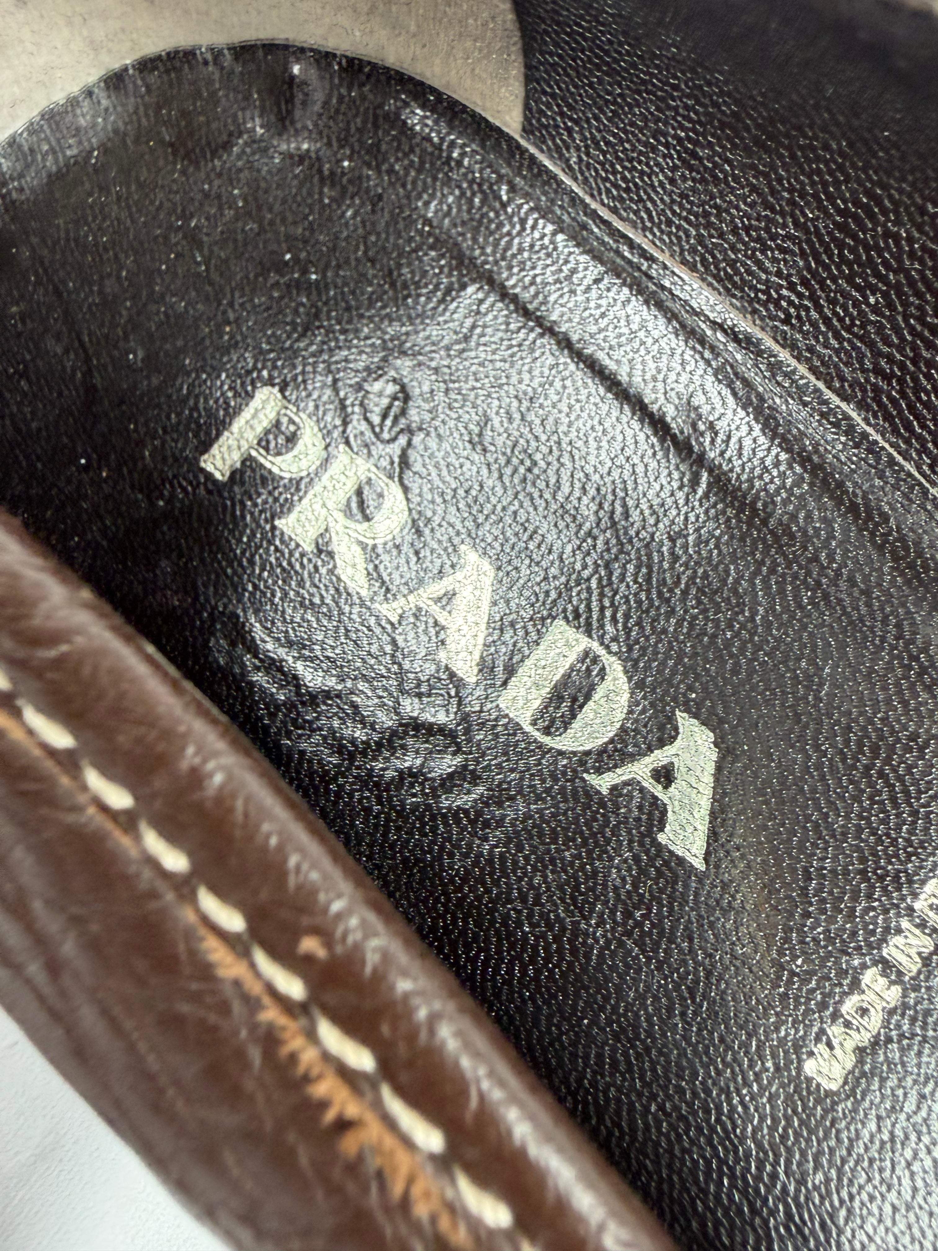 Prada Chocolate Leather Pointed Flat - 36