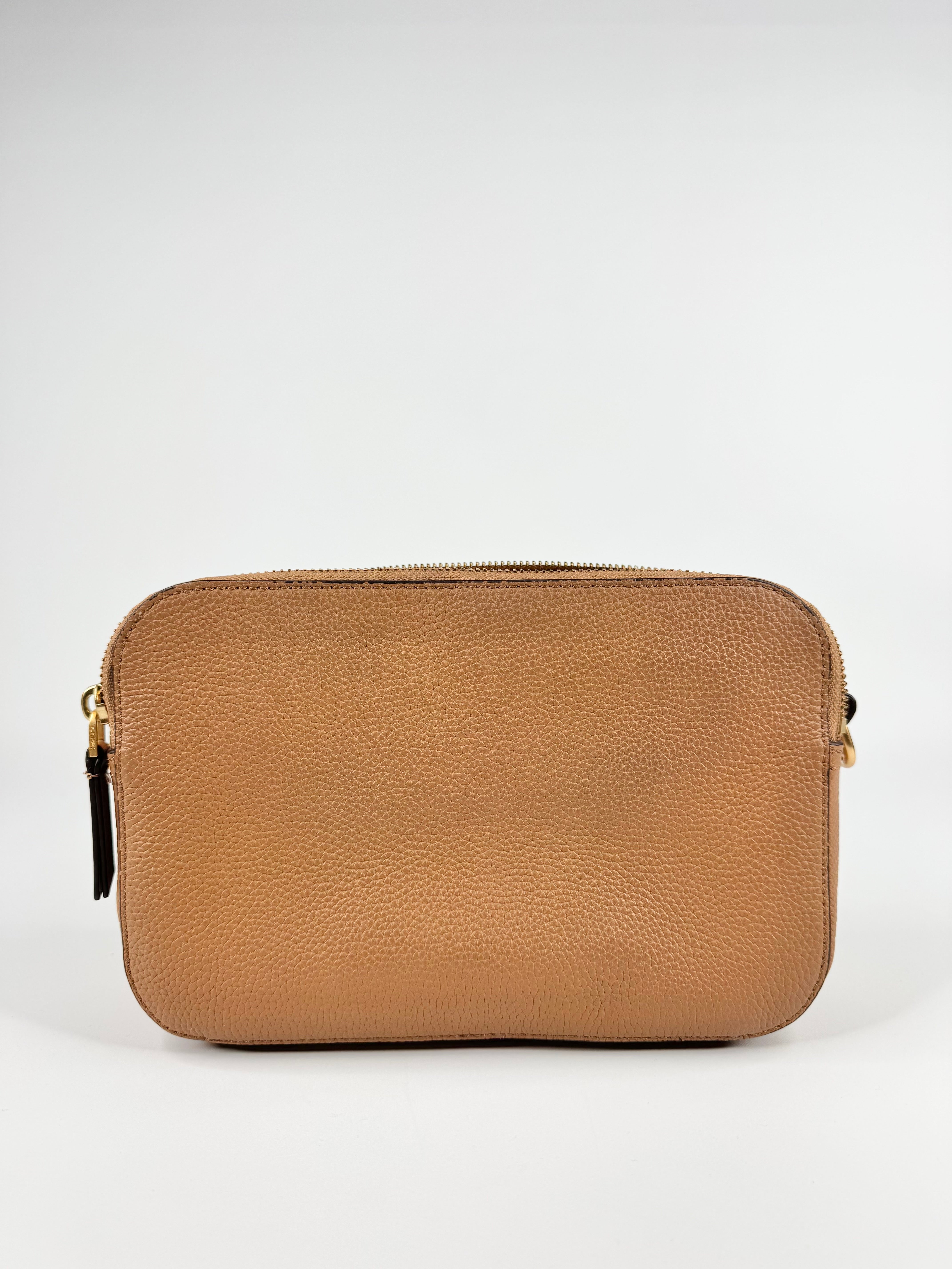 Oroton Tan 'Dylan' Grained Leather Camera Cross Body Bag