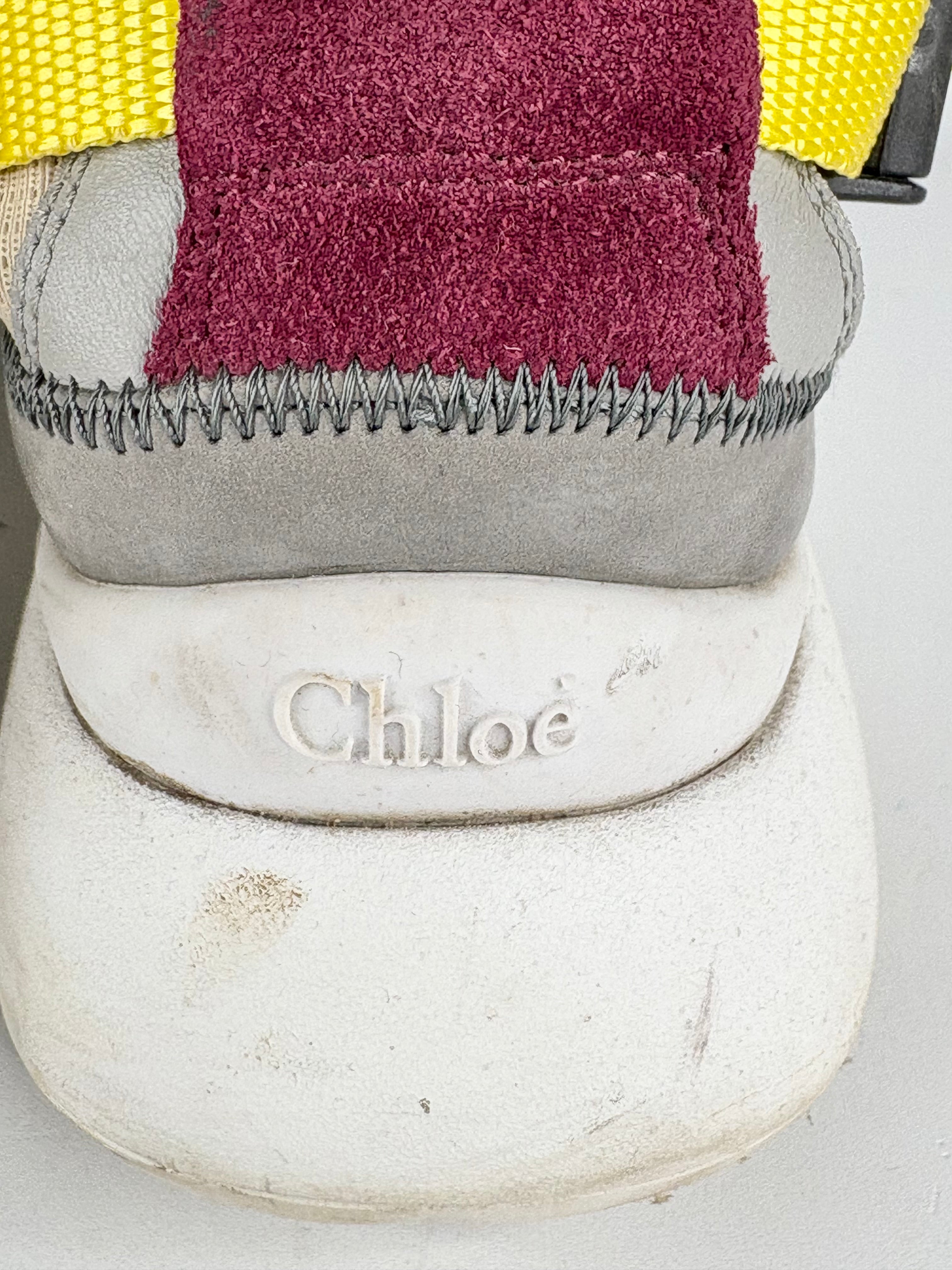 Chloé Grey, Maroon & Yellow 'Sonnie' Sneakers - EU40