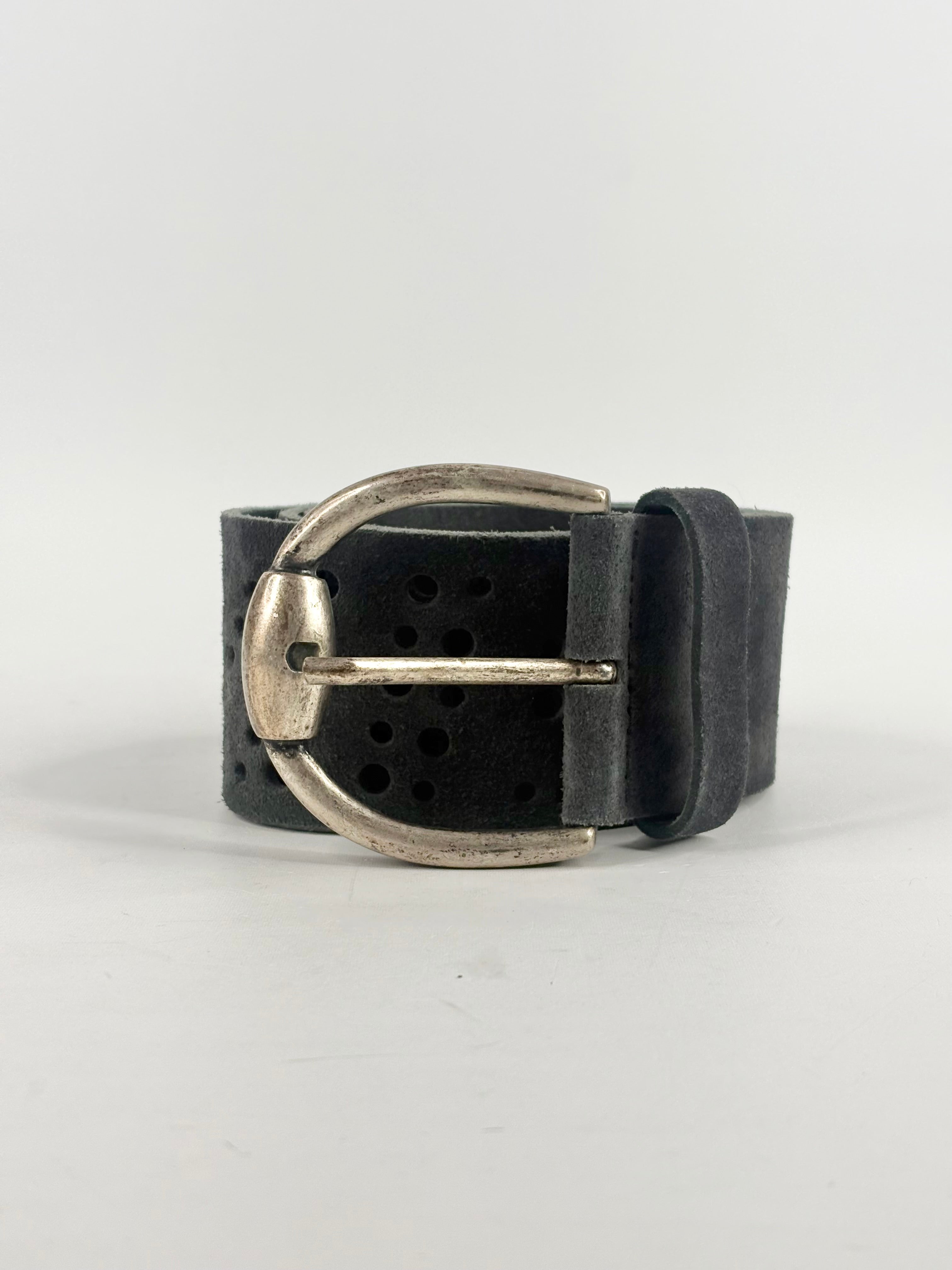 Miss Sixty Black Leather Perforated-Label Belt