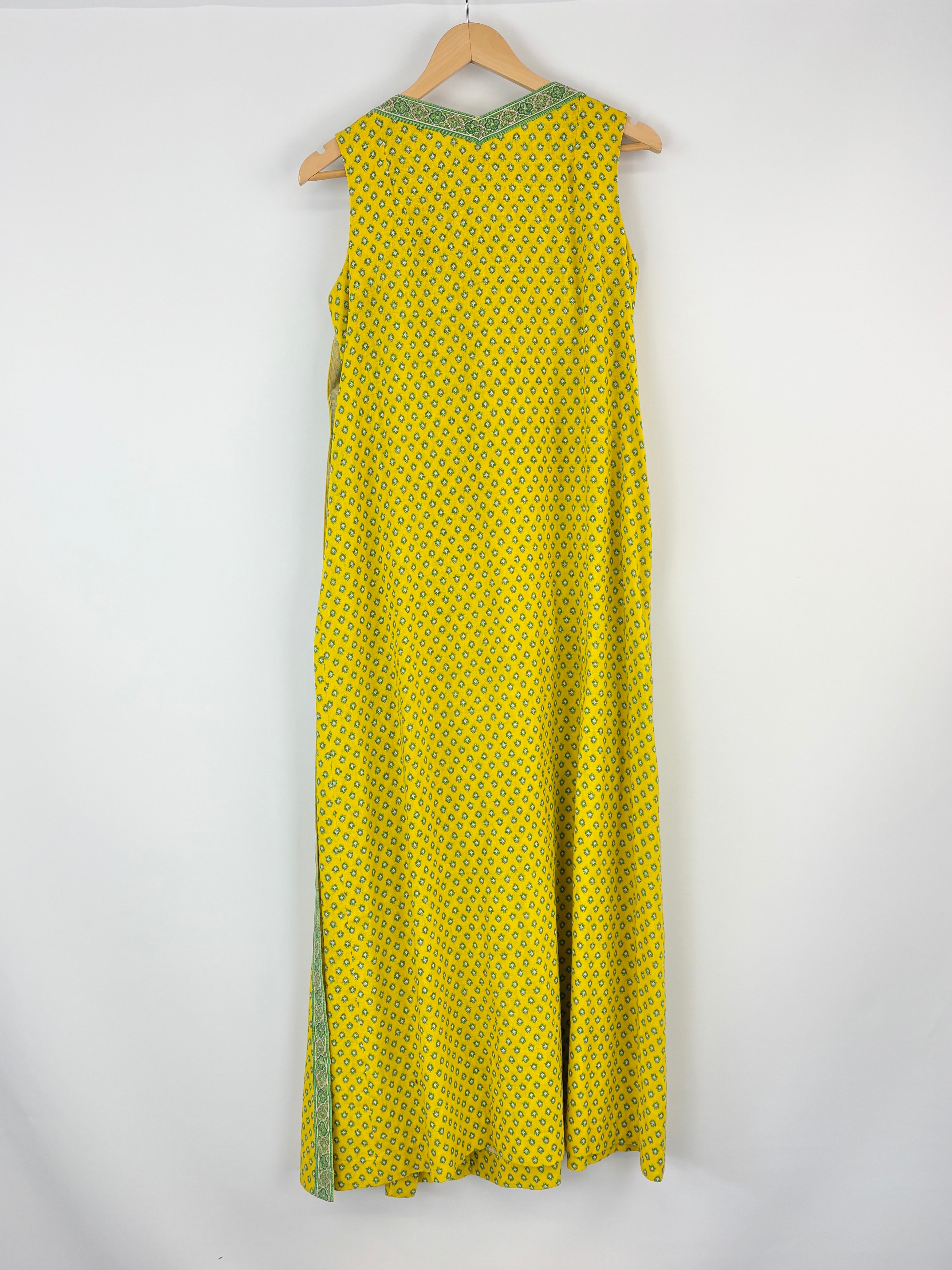 Lord & Taylor Vintage Mustard Yellow Patterned Column Dress - AU18/20