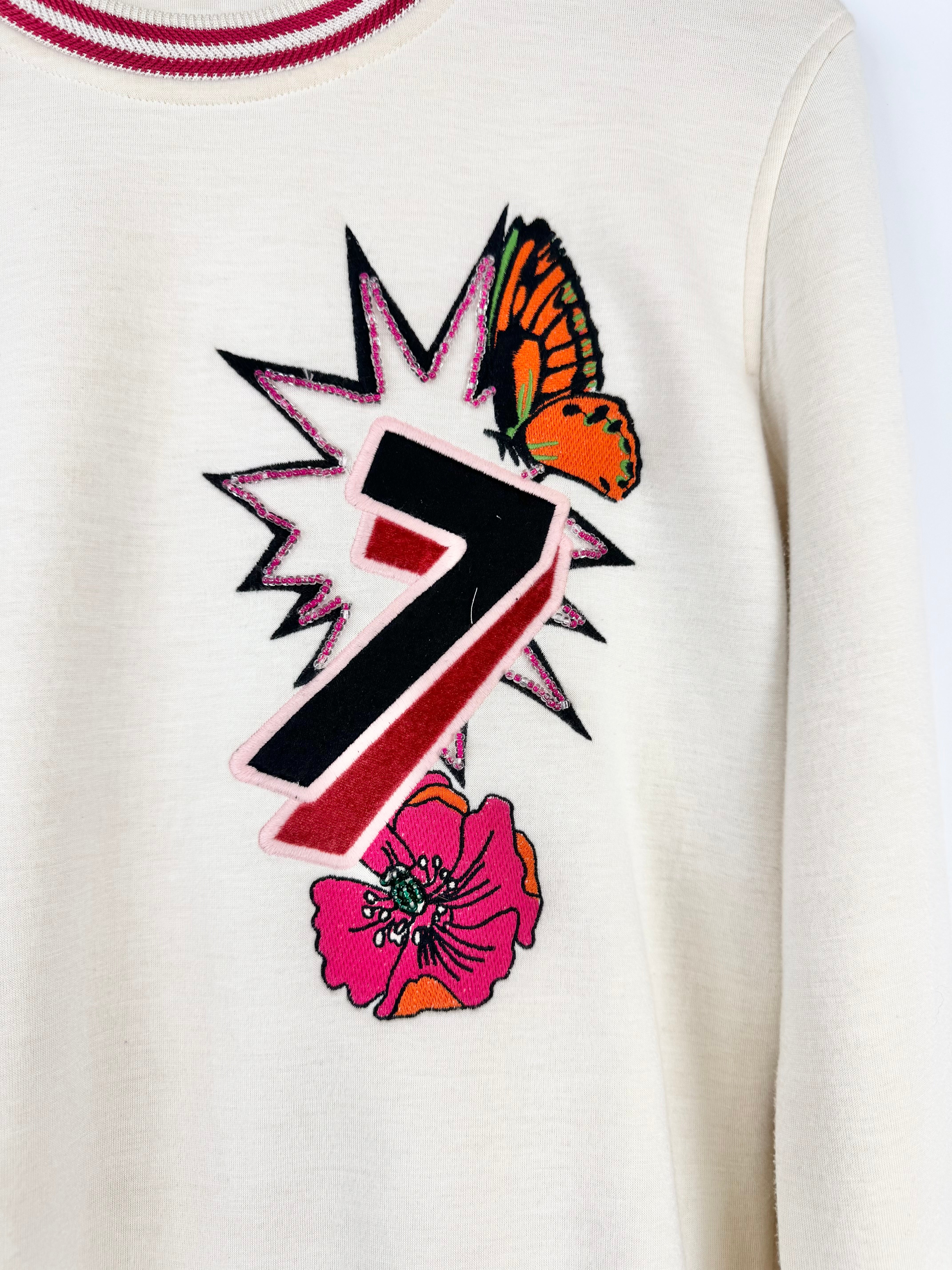 Maje Cream 'Butterfly 7' Embroidered Sweater - AU8/10