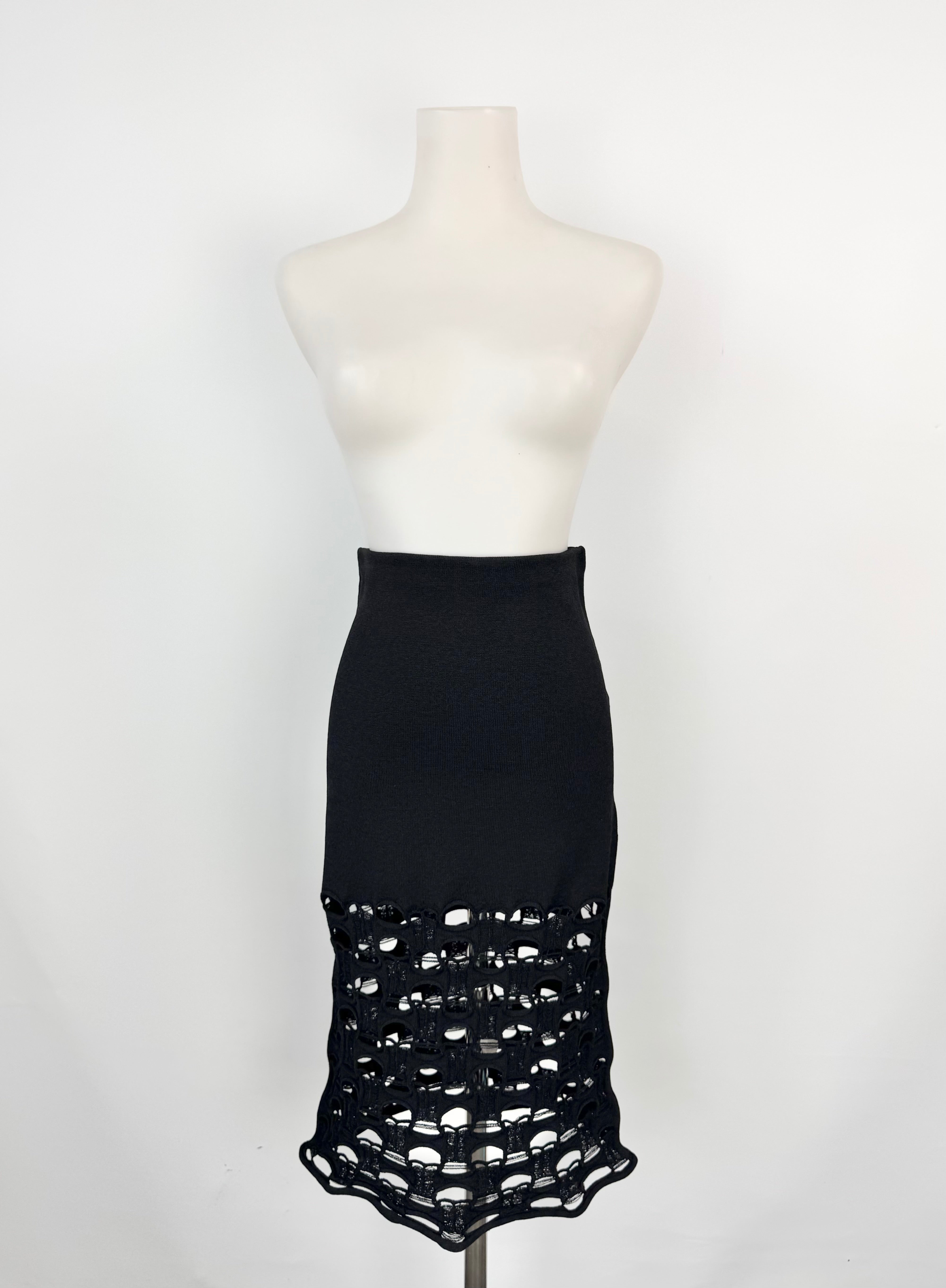 Louis Vuitton Black Stretch Knit Skirt With Cut Out Detail - AU8