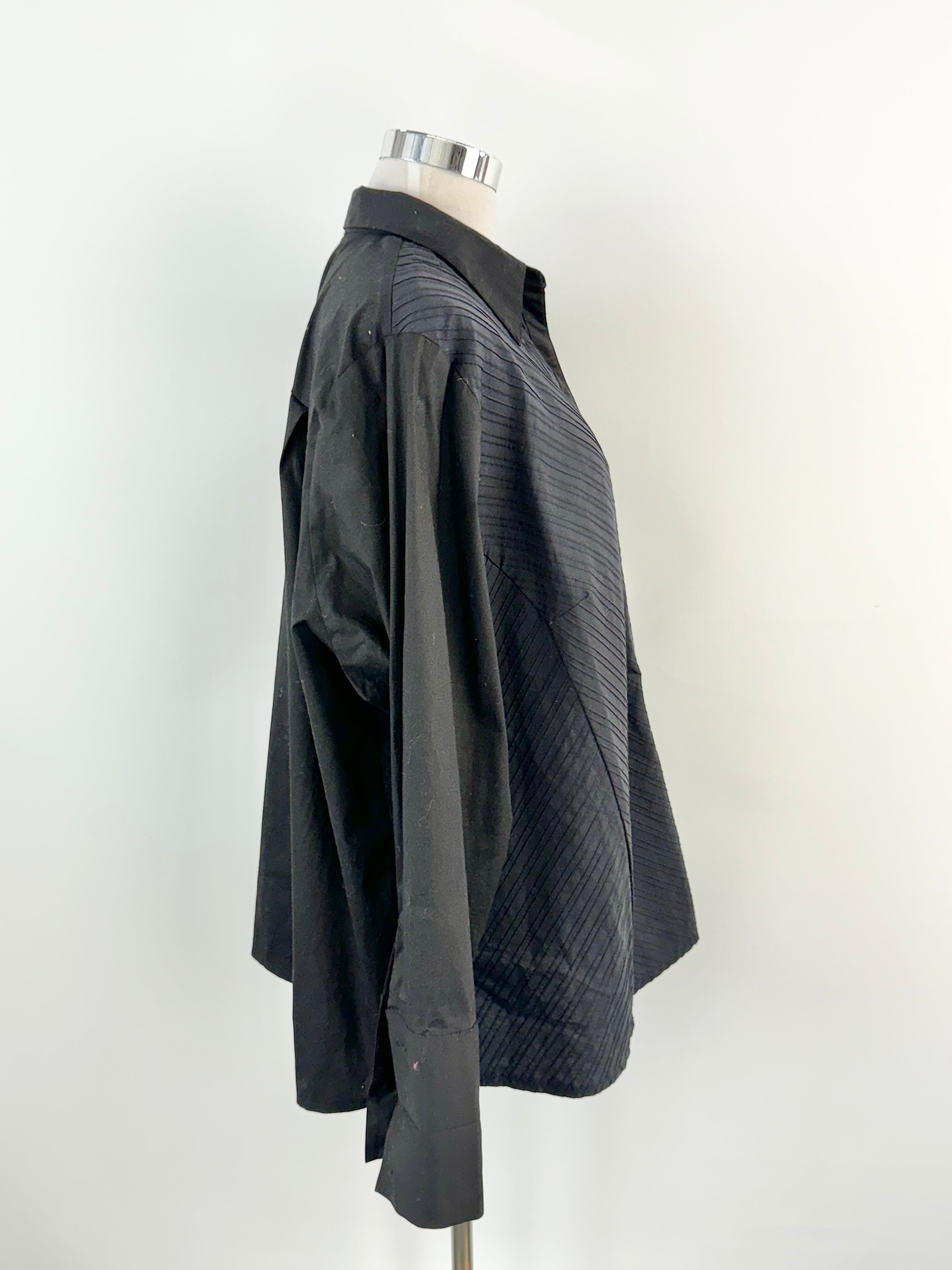 E the Label Black Pintuck Oversized Blouse - AU14