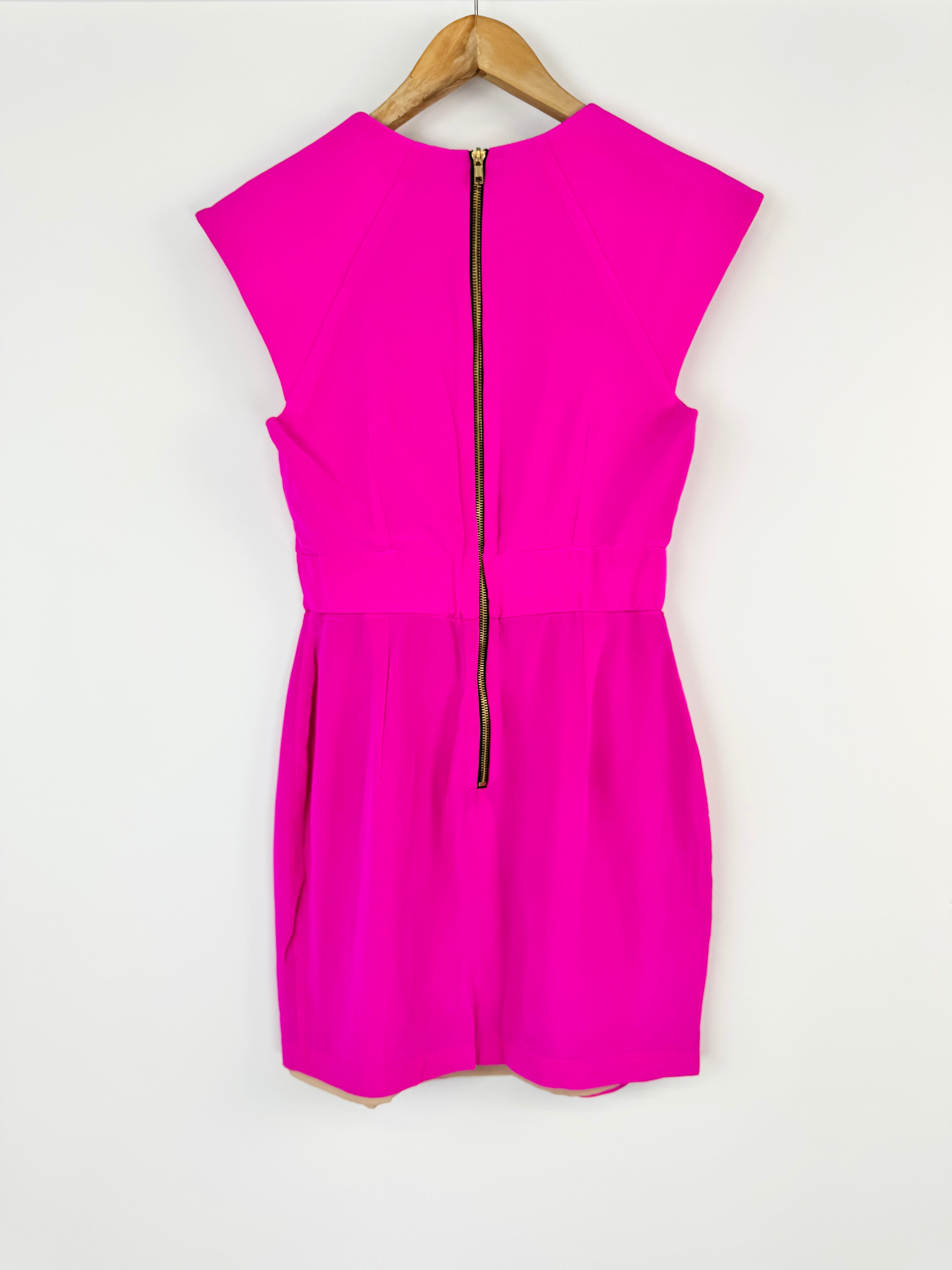Naven Electric Fuchsia Silk Midi Dress - AU8/10