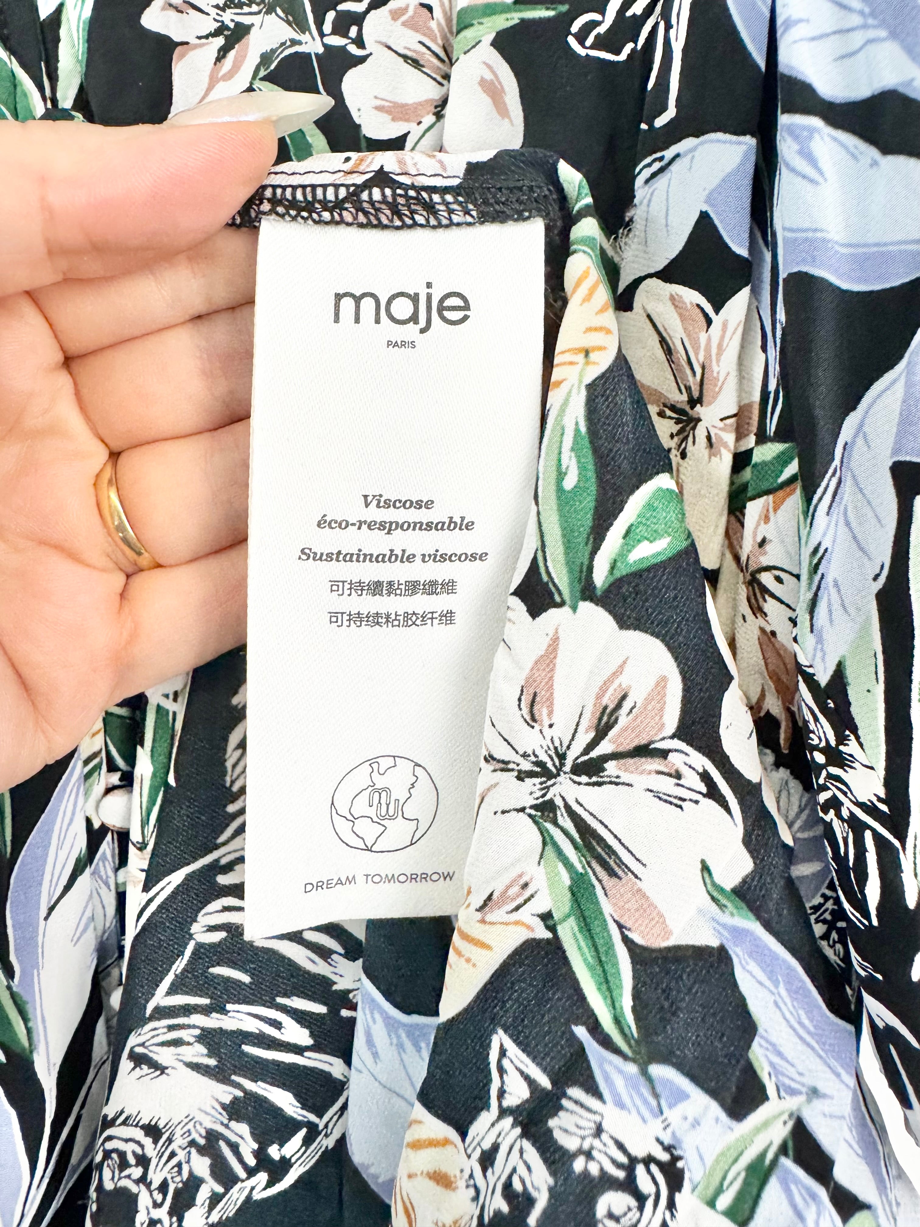 Maje Black Floral & Tiger Patterned Maxi Dress - AU8