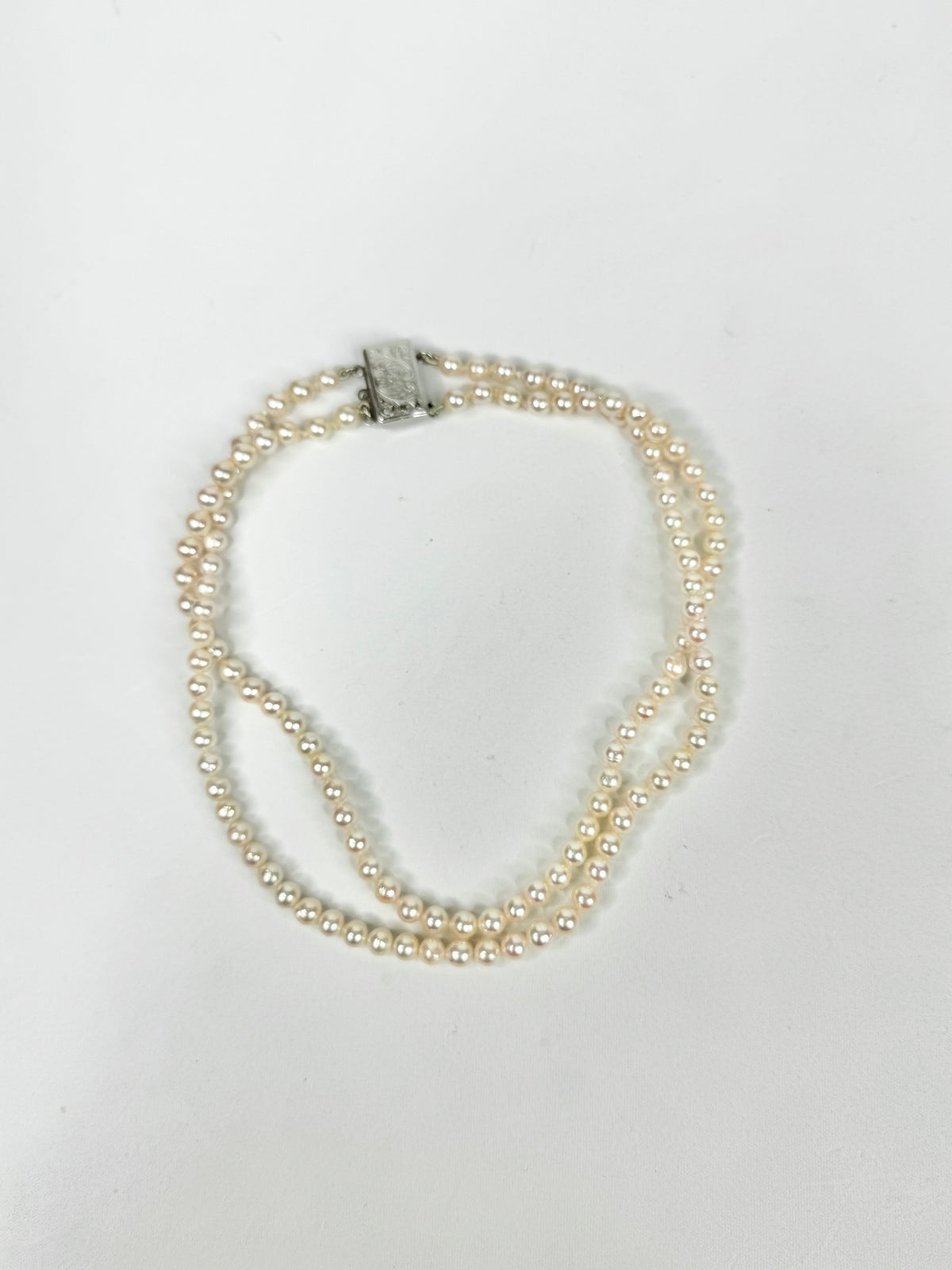 Double Layer Pearl & Silver Choker