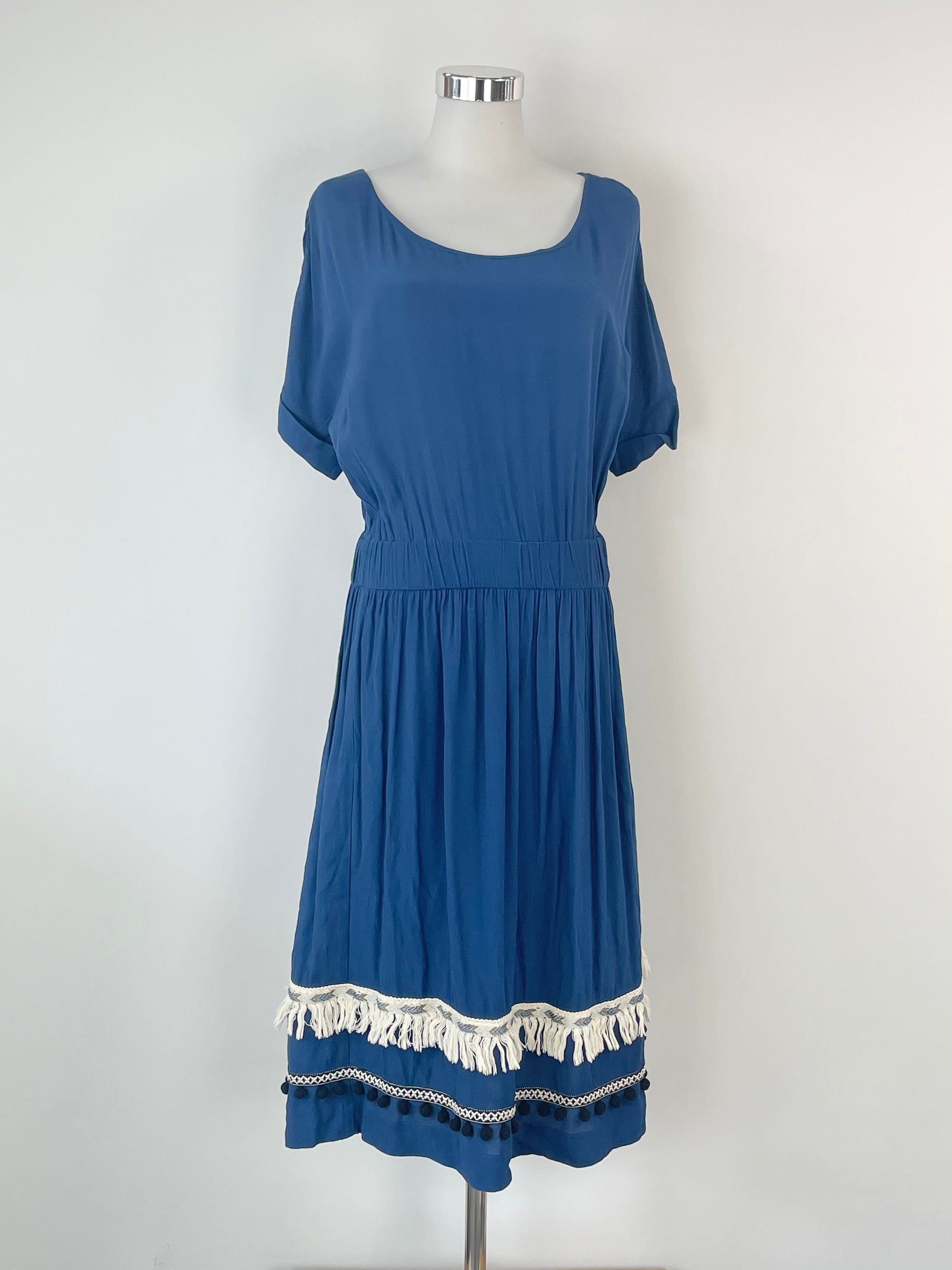 Obus Navy Blue Short Sleeve Midi Dress - AU6/8