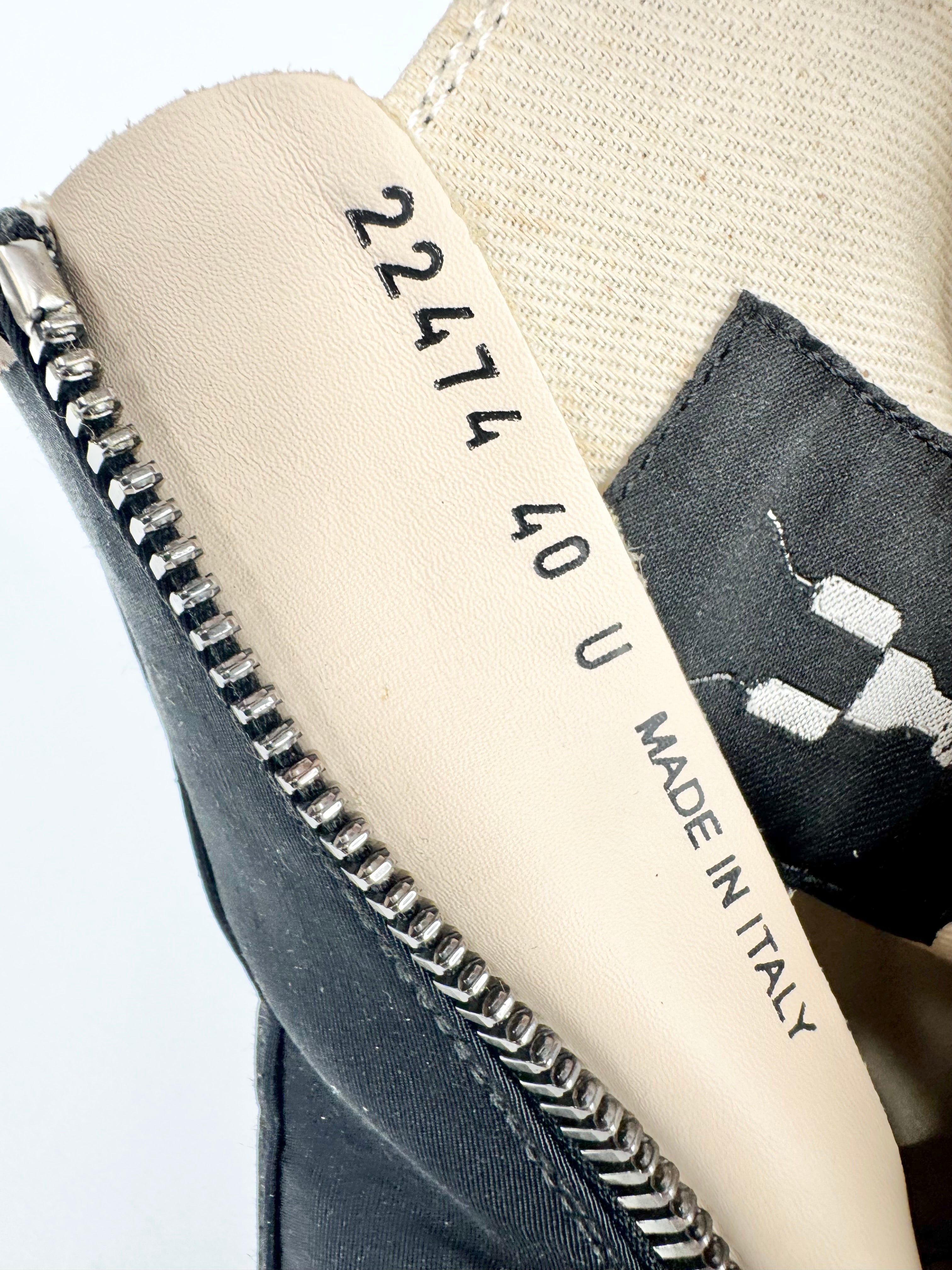 Rick Owens Drkshdw Black & White Ruffle Trim Ramones - EU41