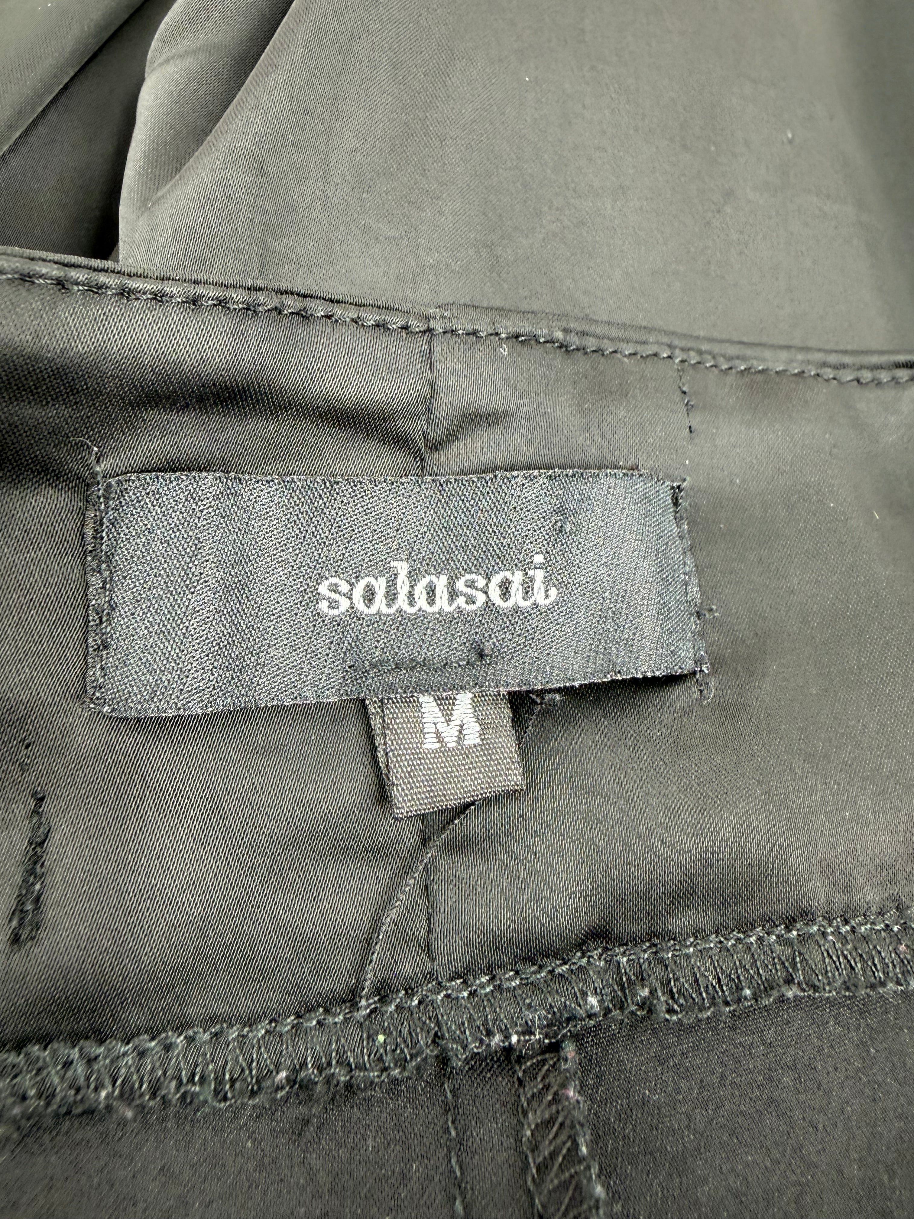 Salasai Black Chevron Patterned Linen Blend Slacks - AU10