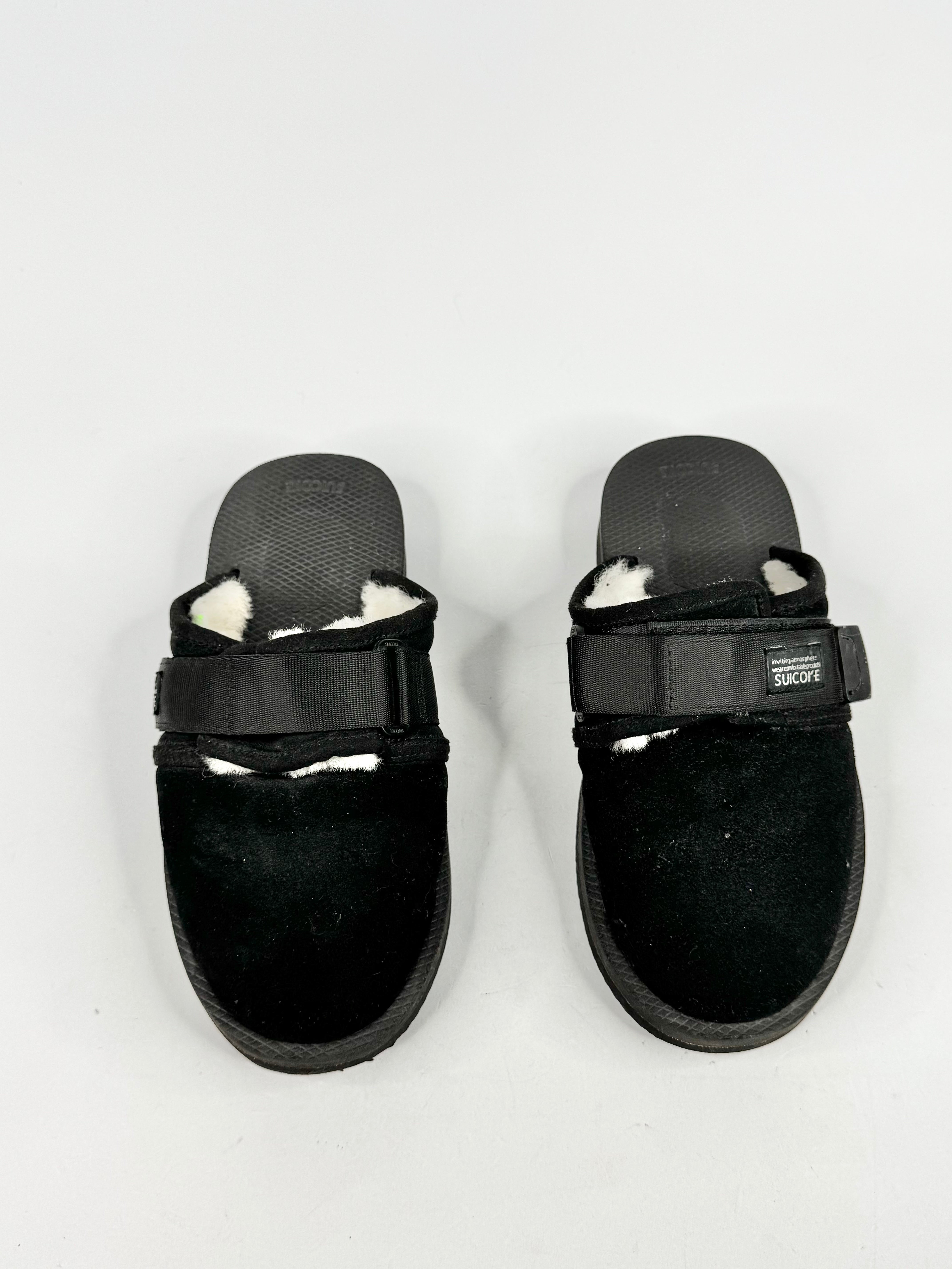 Suicoke Black Shearling Lined Slip Ons - EU35