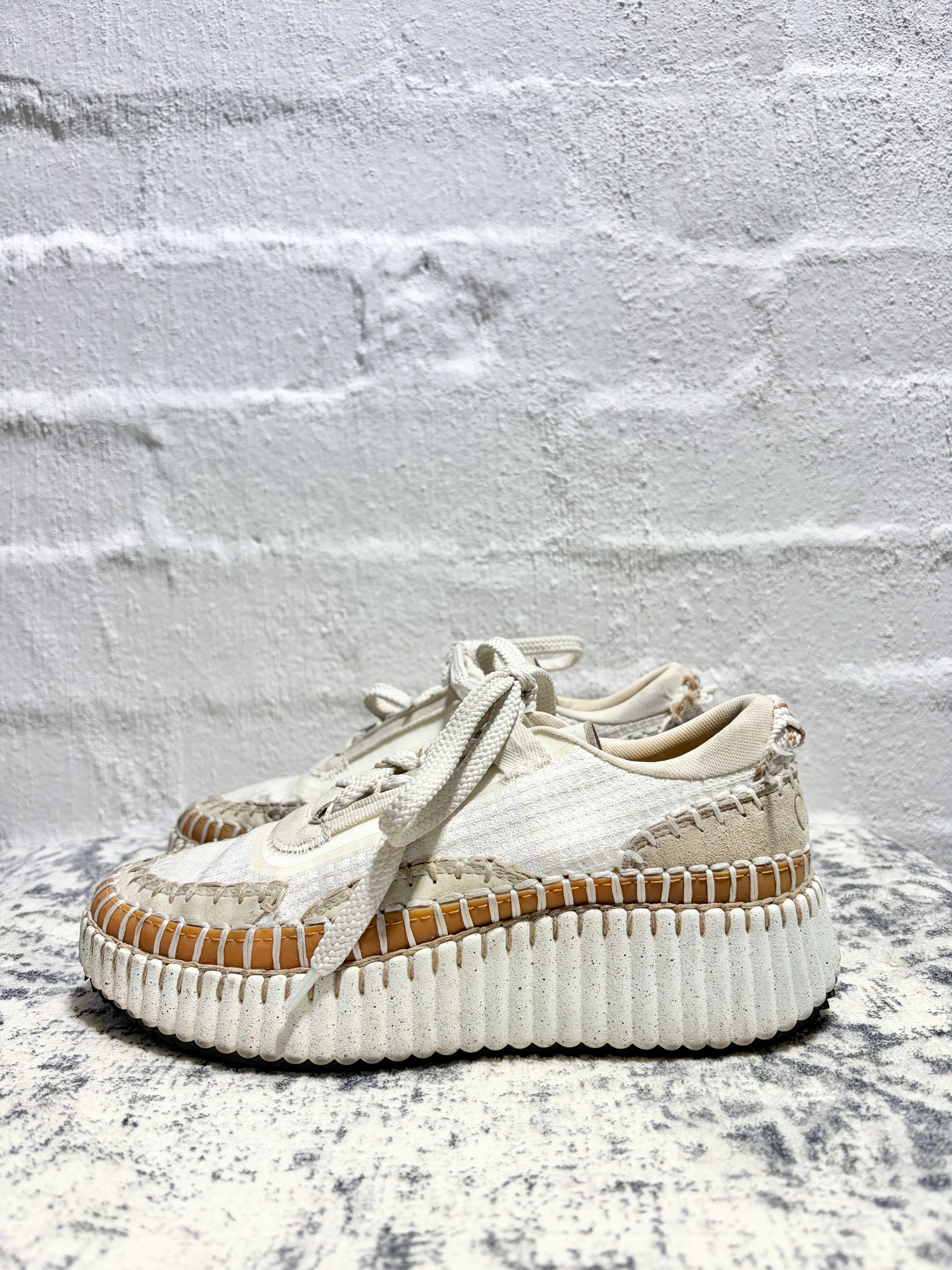 Chloé Tan and Cream 'Nama' Sneaker - EU36