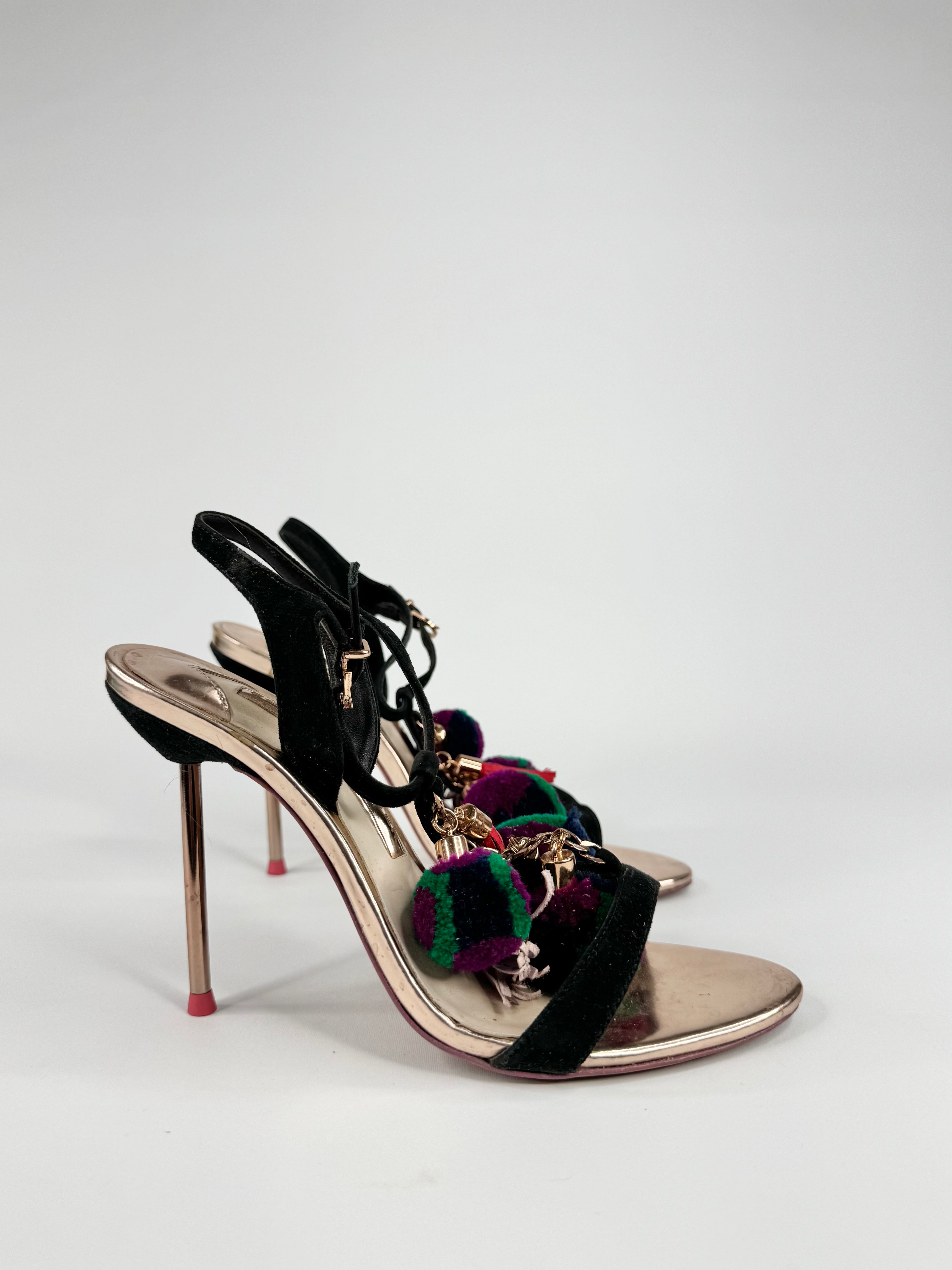 Sophia Webster Rose Gold Pomp Pom & Tassell Stilettos - EU35
