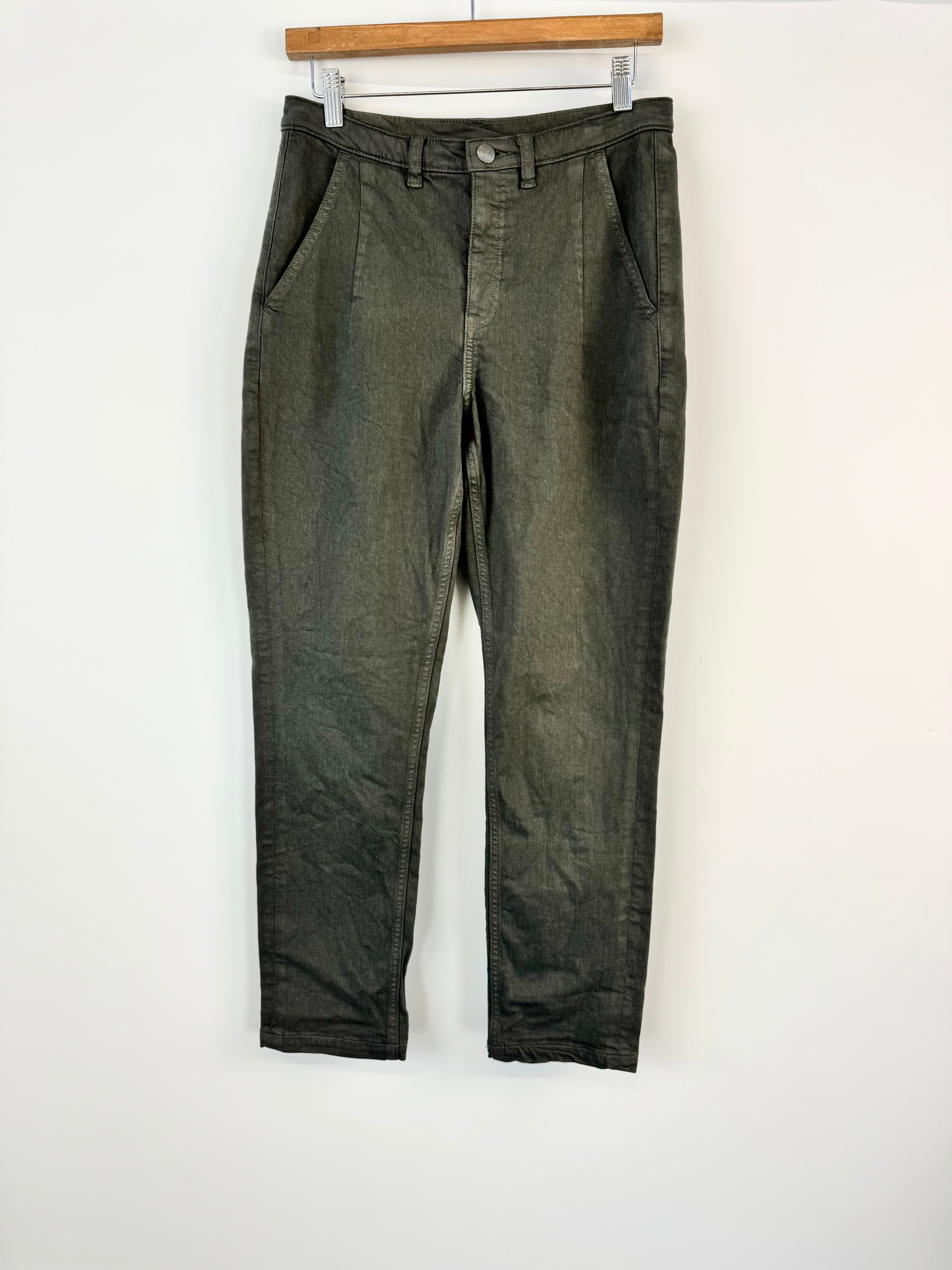 ELK Moss Green Barrel Waist Denim Slacks - AU10