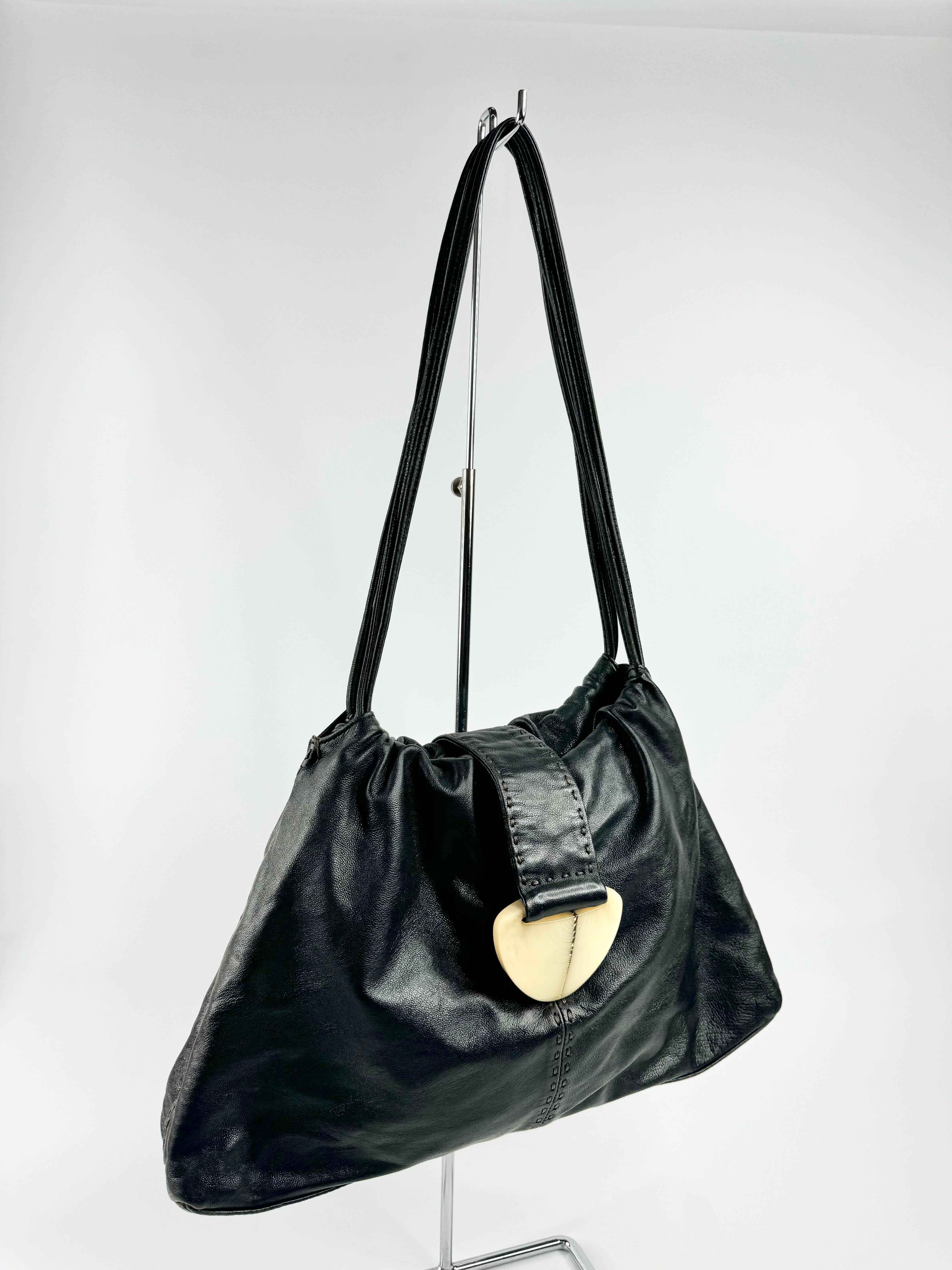 Oroton Buttery Black Leather Bag