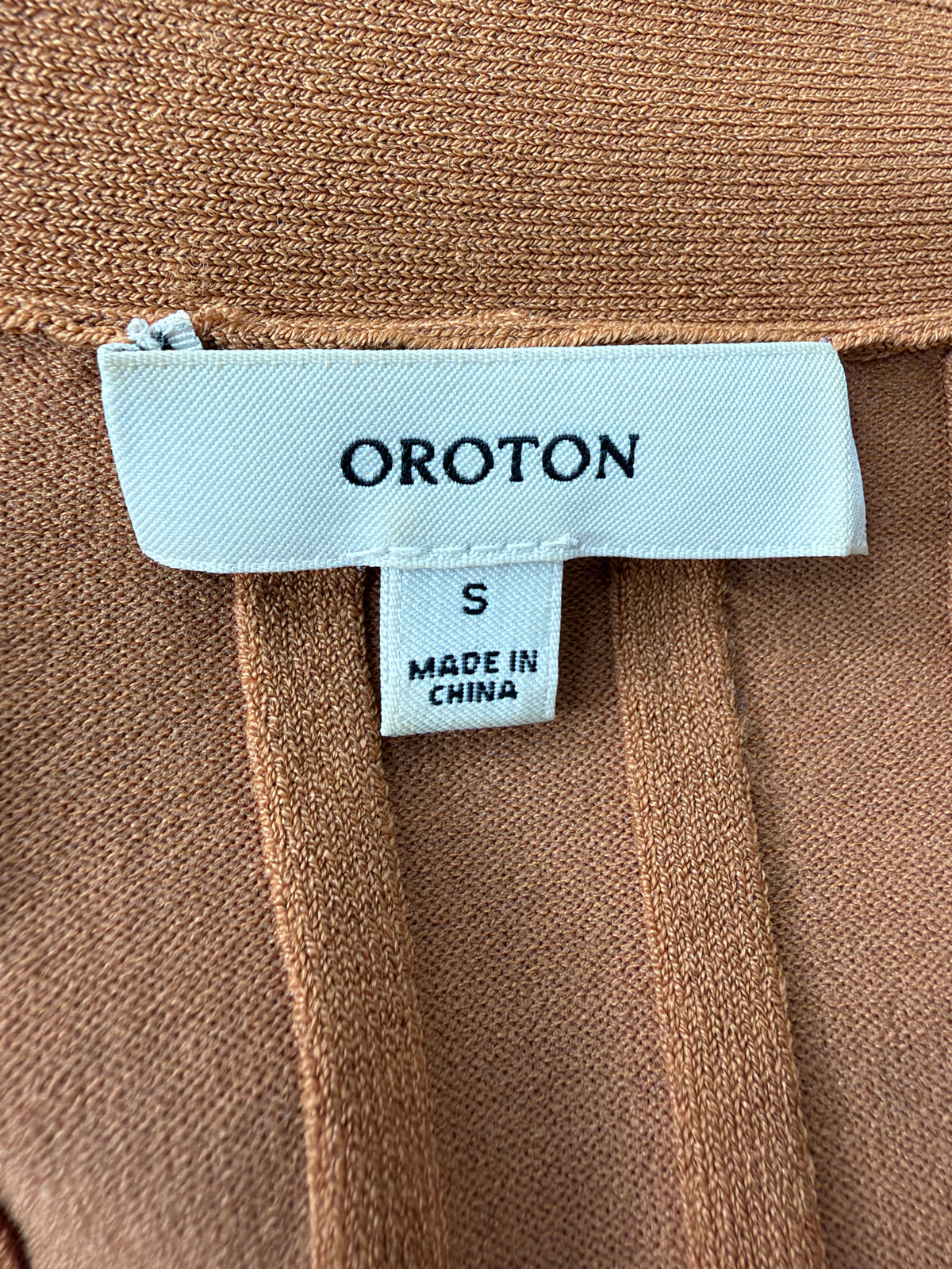 Oroton Ribbed Caramel Cardigan - AU6/8
