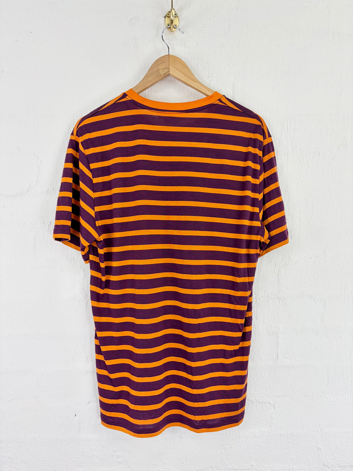 Icebreaker Orange and Purple 150 Cool-Lite Stripe T-Shirt - L