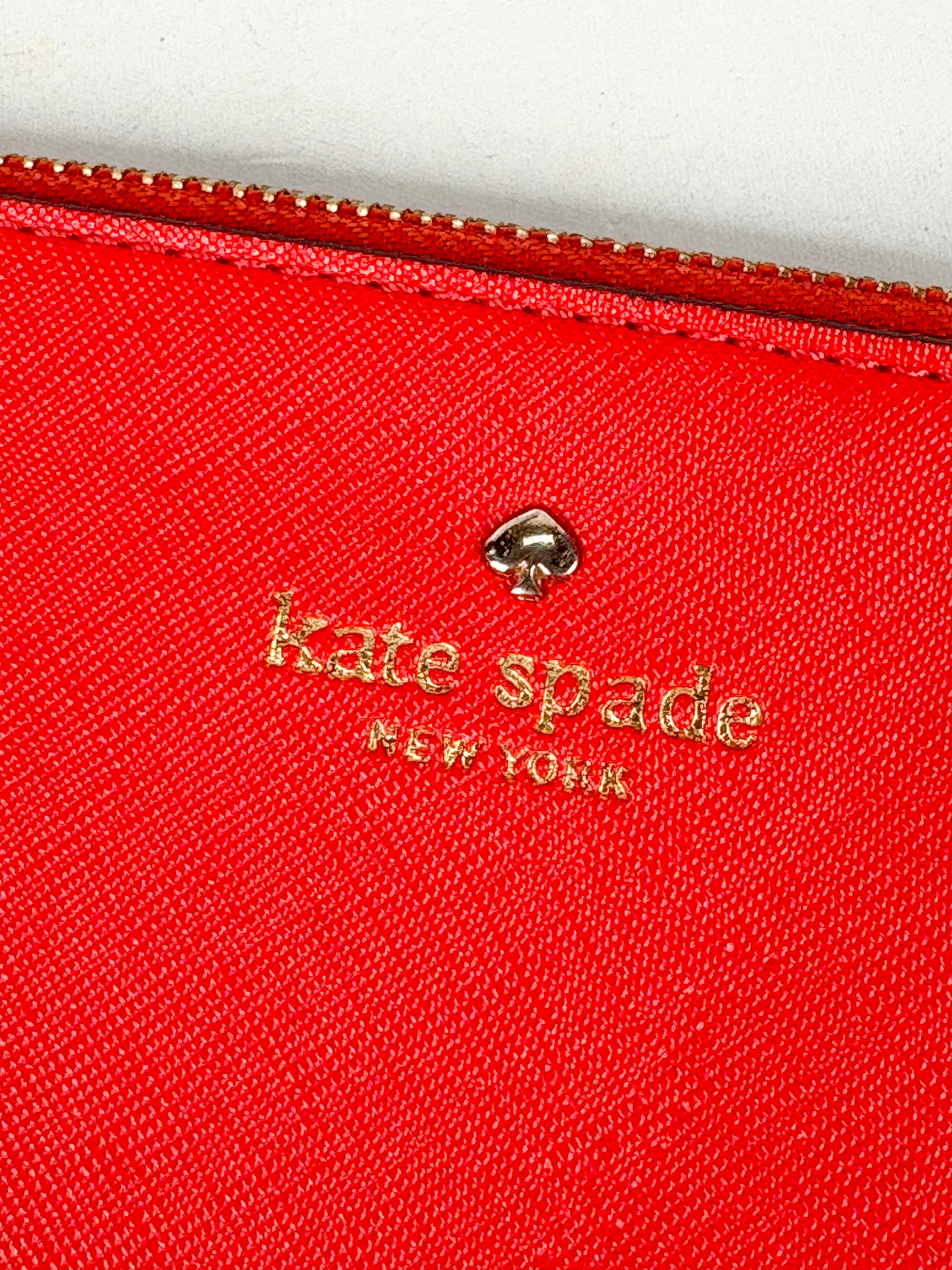 Kate Spade Coral Leather Wristlet Pouch