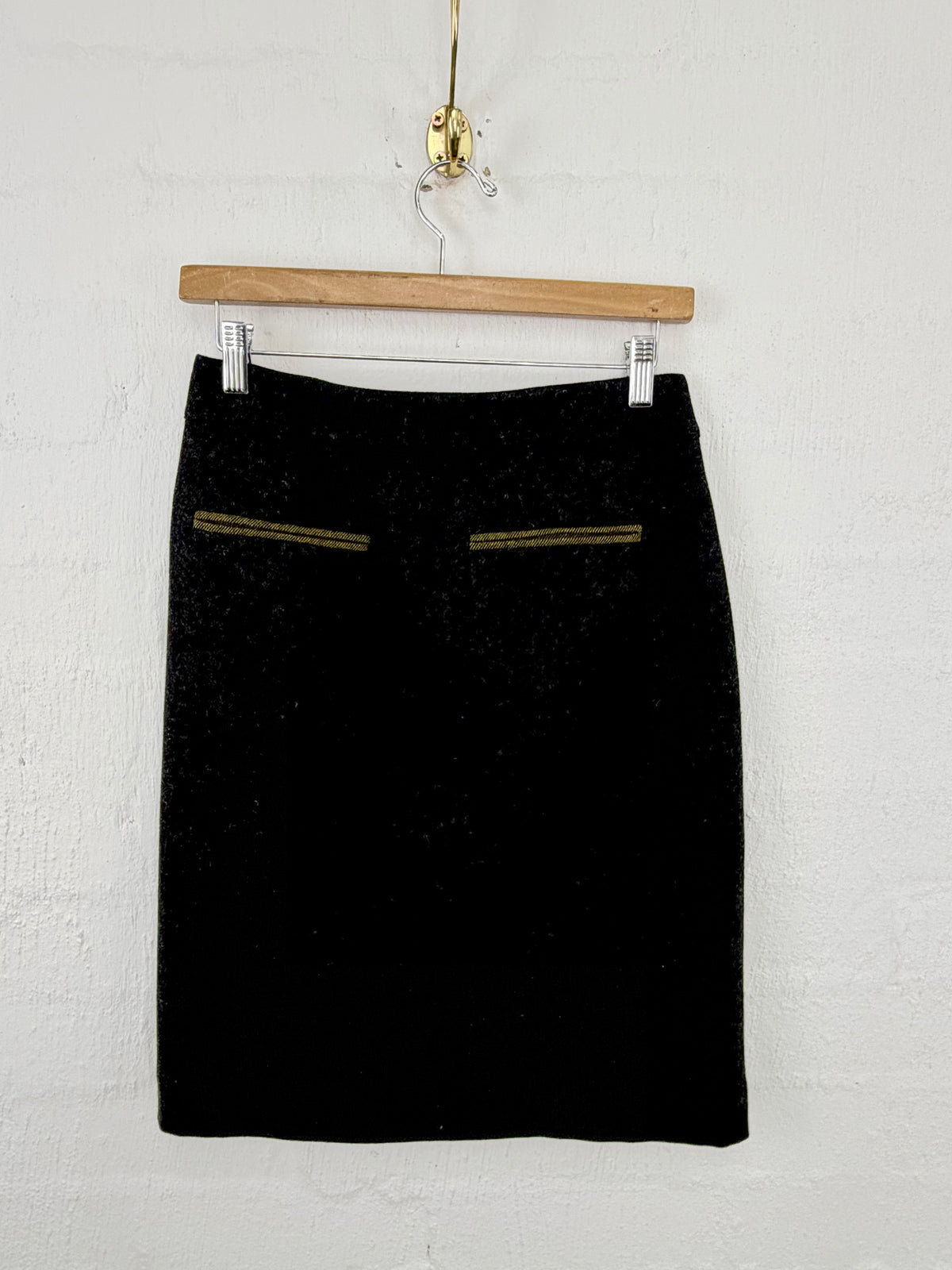 Intropia Grey & Mossy Green Wool Pencil Skirt - AU8/10