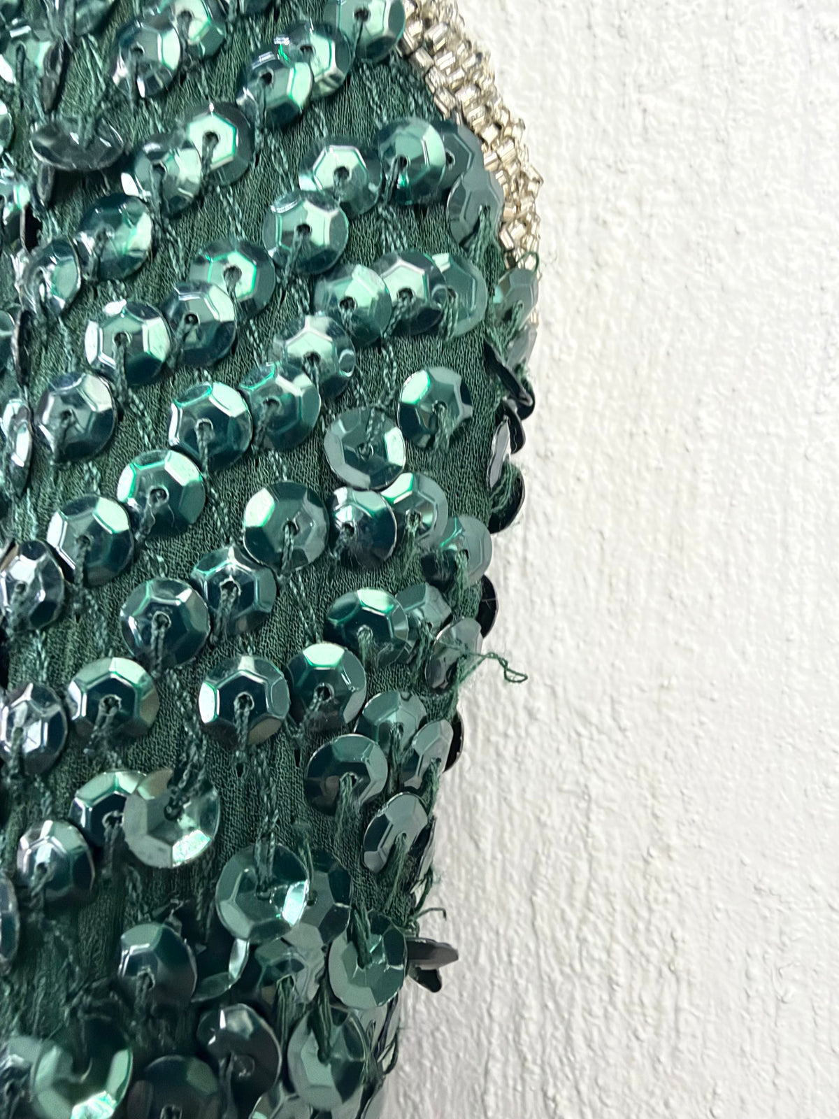 Rachel Gilbert Dark Emerald Sequined & Beaded Gown - AU10/12