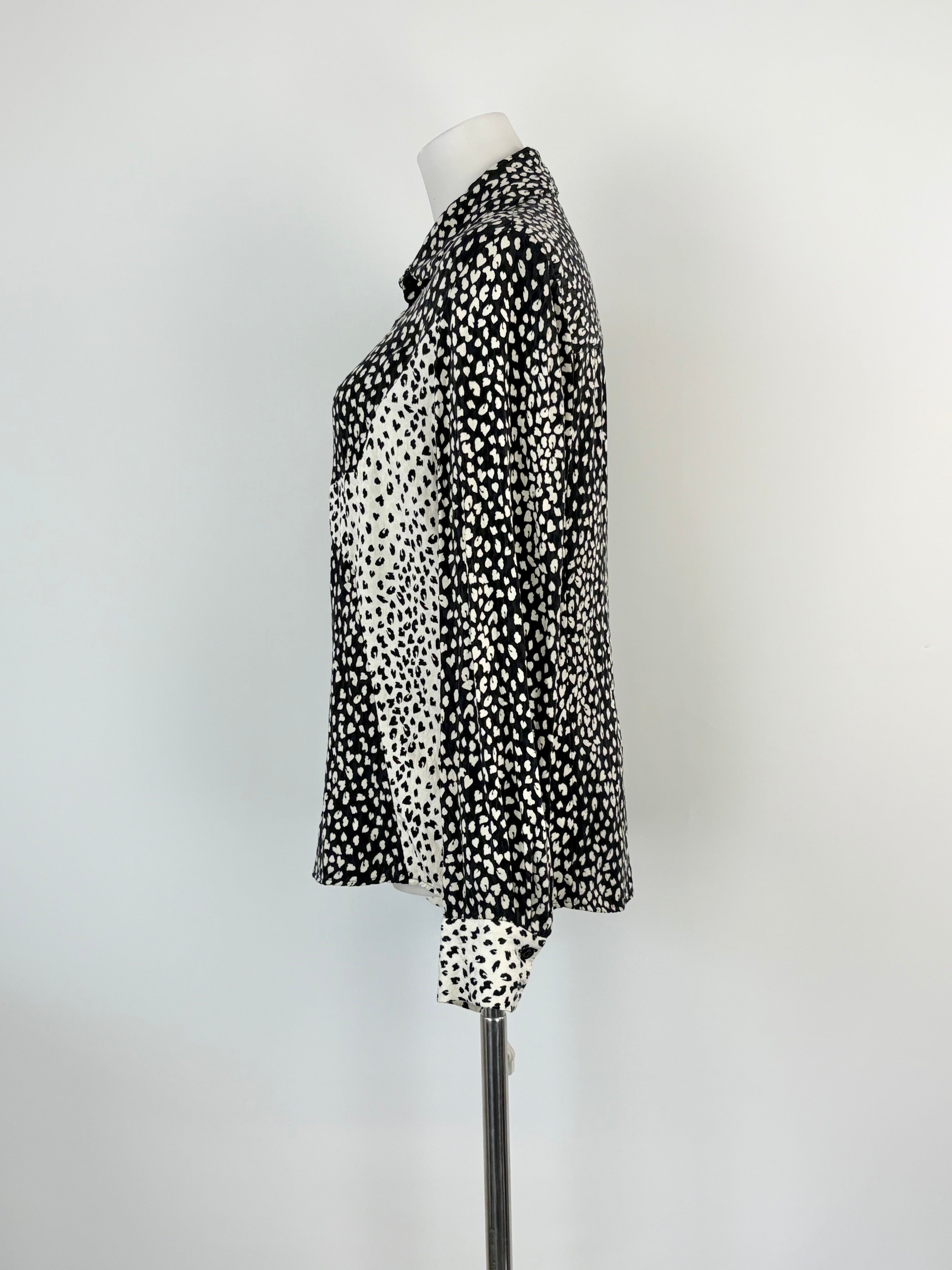 Maje Black & White Animal Print Long Sleeve Shirt - AU10